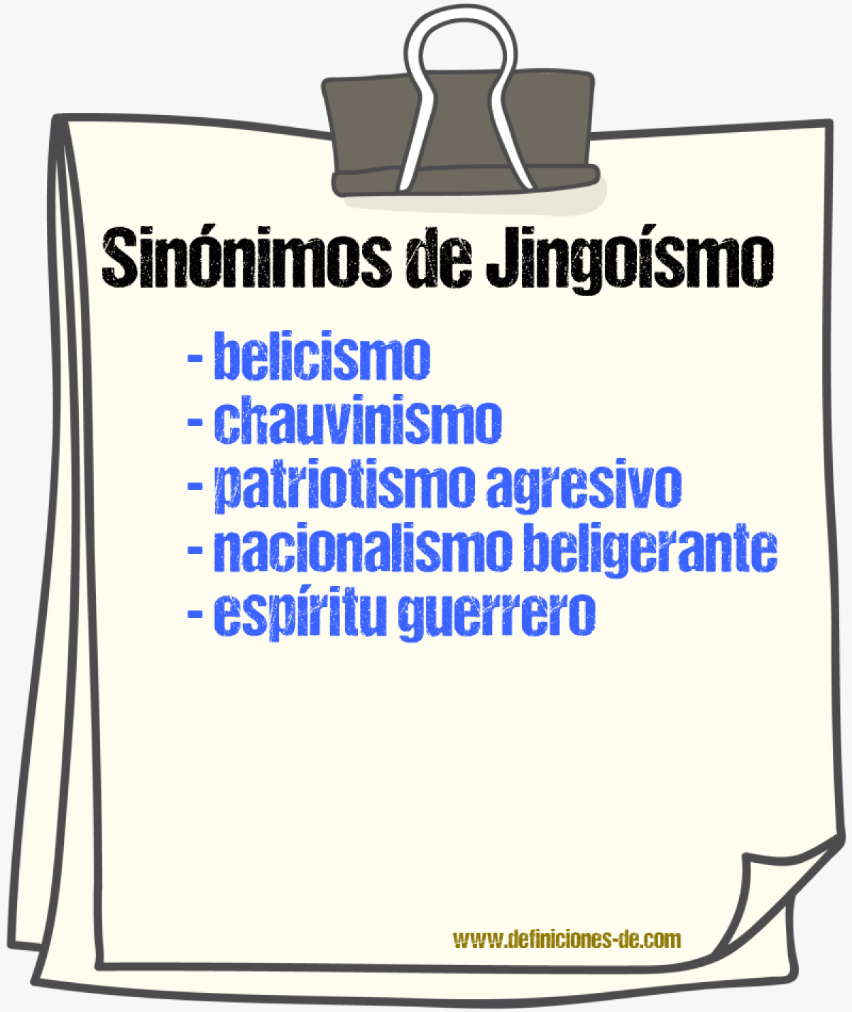 Sinónimos de jingoísmo