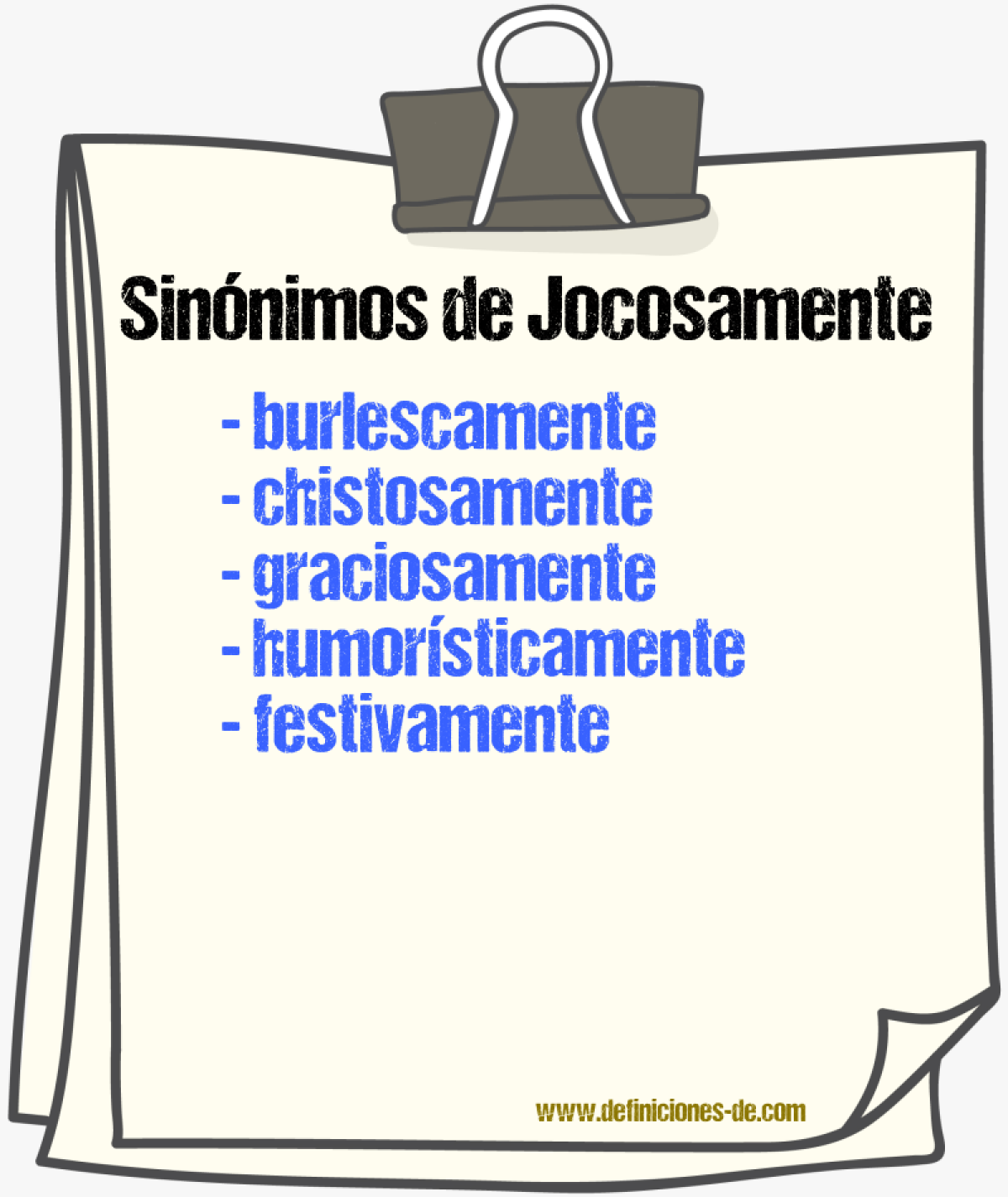 Sinnimos de jocosamente