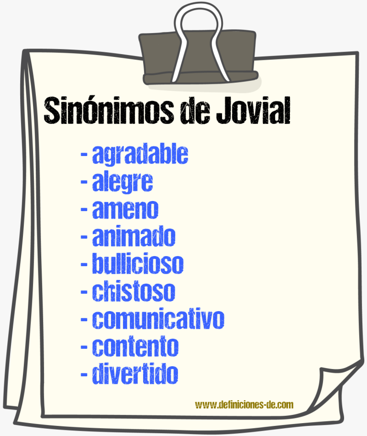 Sinnimos de jovial