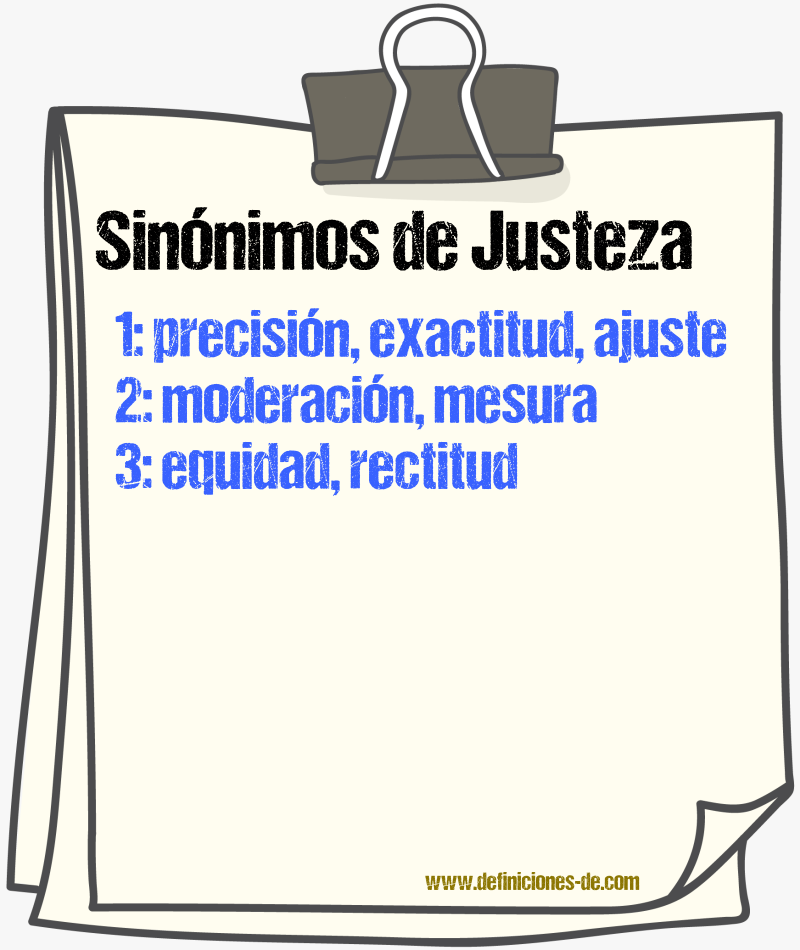 Sinónimos de justeza