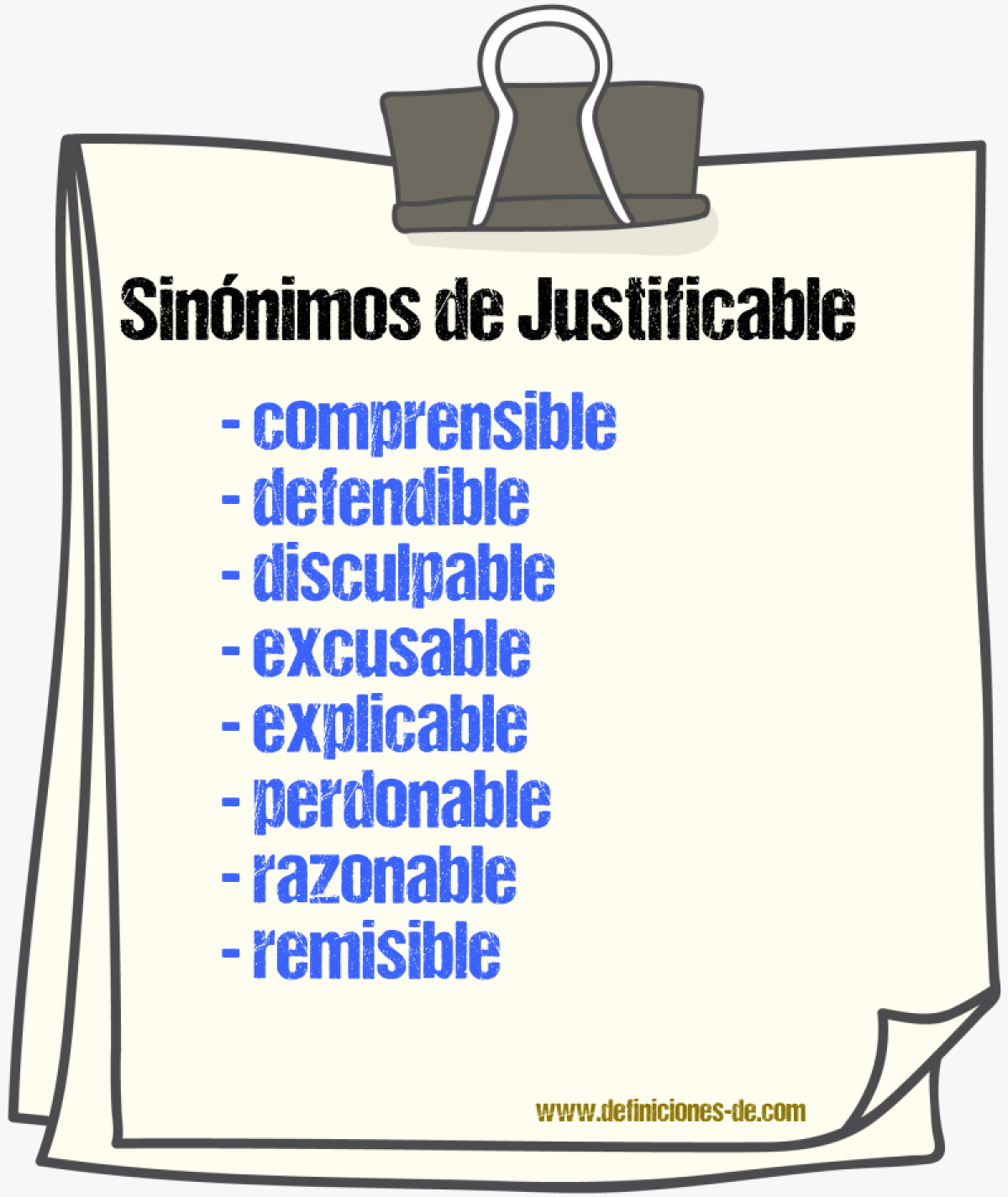 Sinnimos de justificable