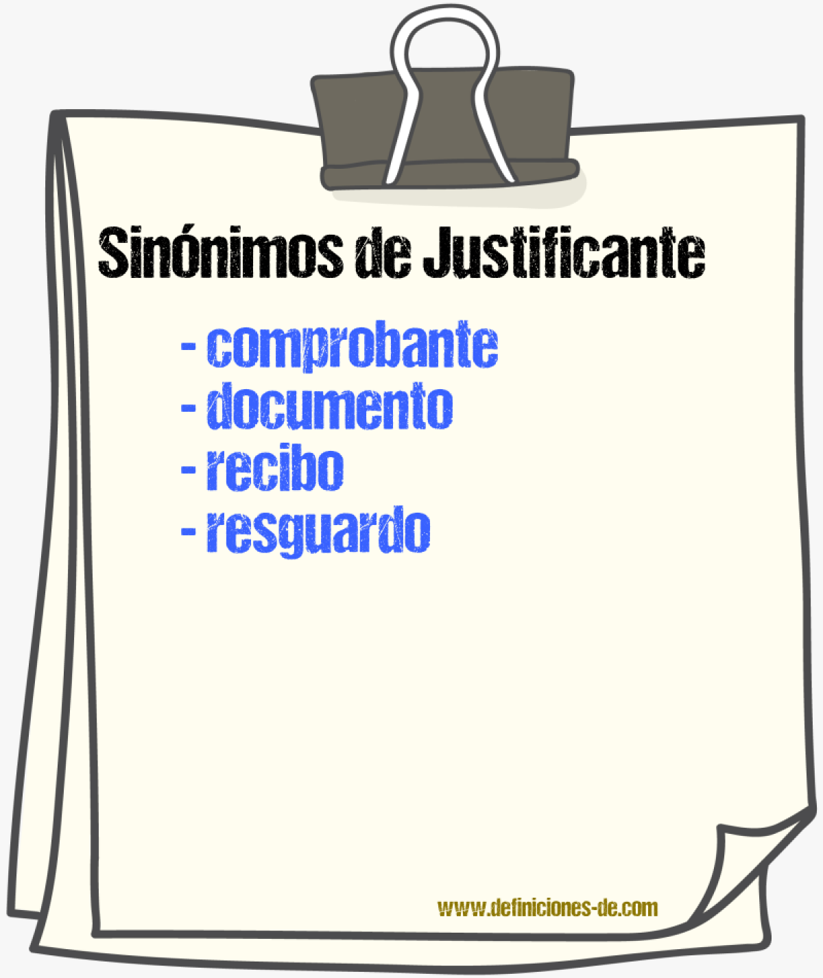 Sinnimos de justificante