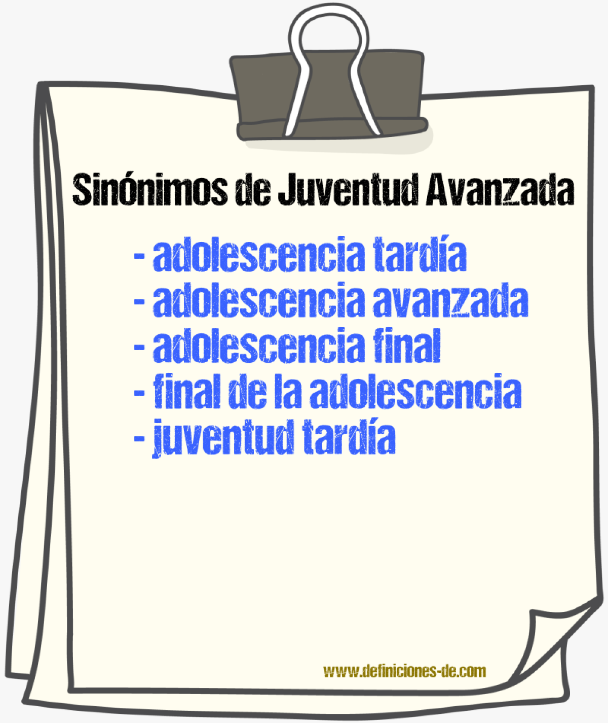 Sinónimos de juventud avanzada