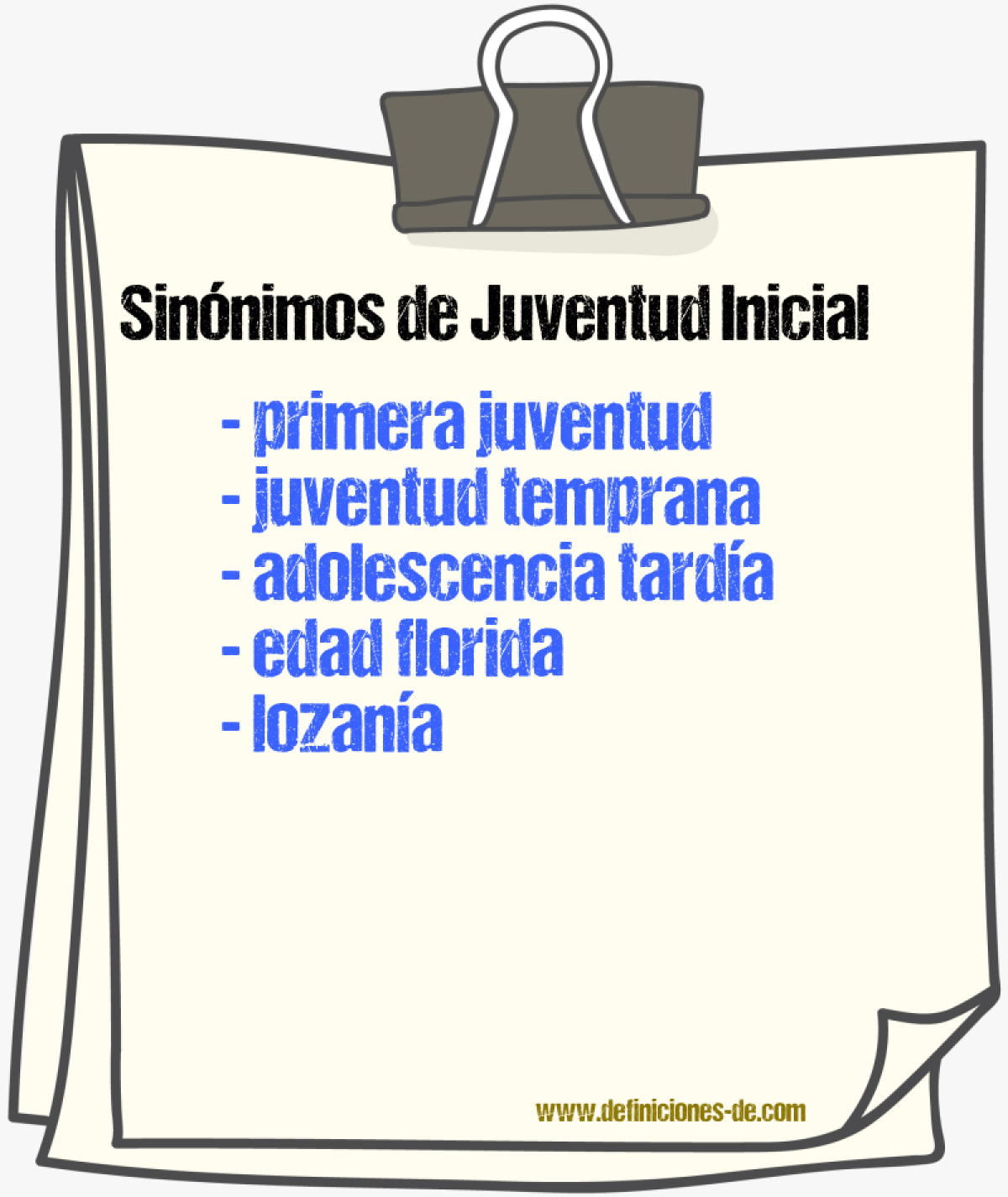 Sinónimos de juventud inicial