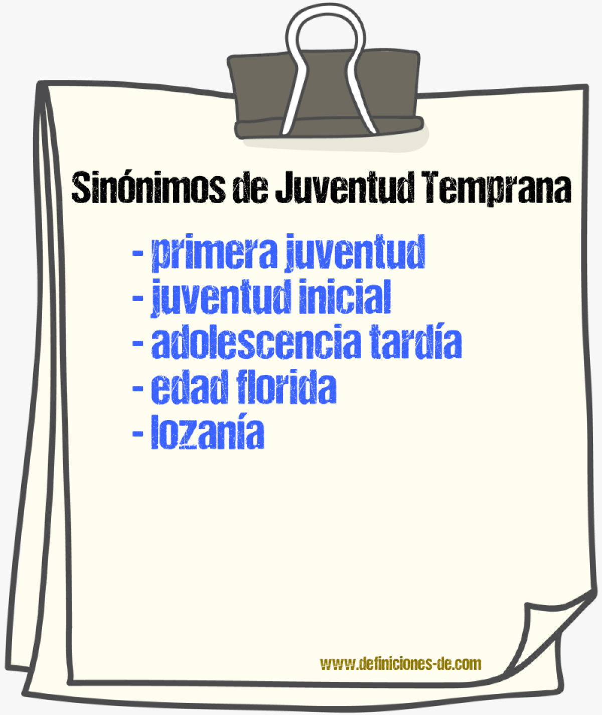 Sinónimos de juventud temprana