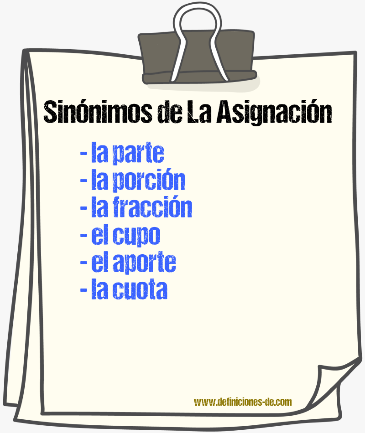 Sinónimos de la asignación