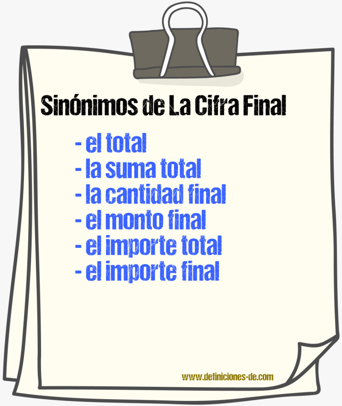 Sinónimos de la cifra final