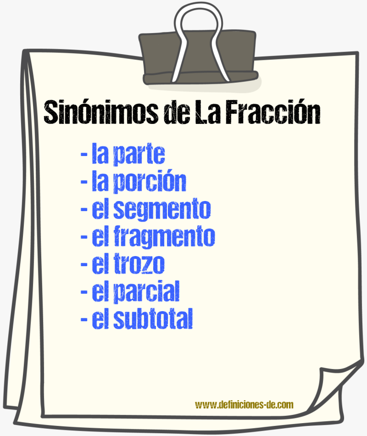 Sinónimos de la fracción