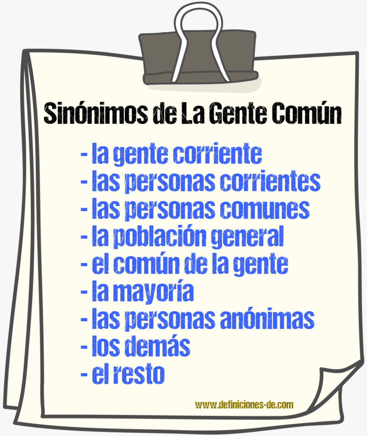 Sinónimos de la gente común