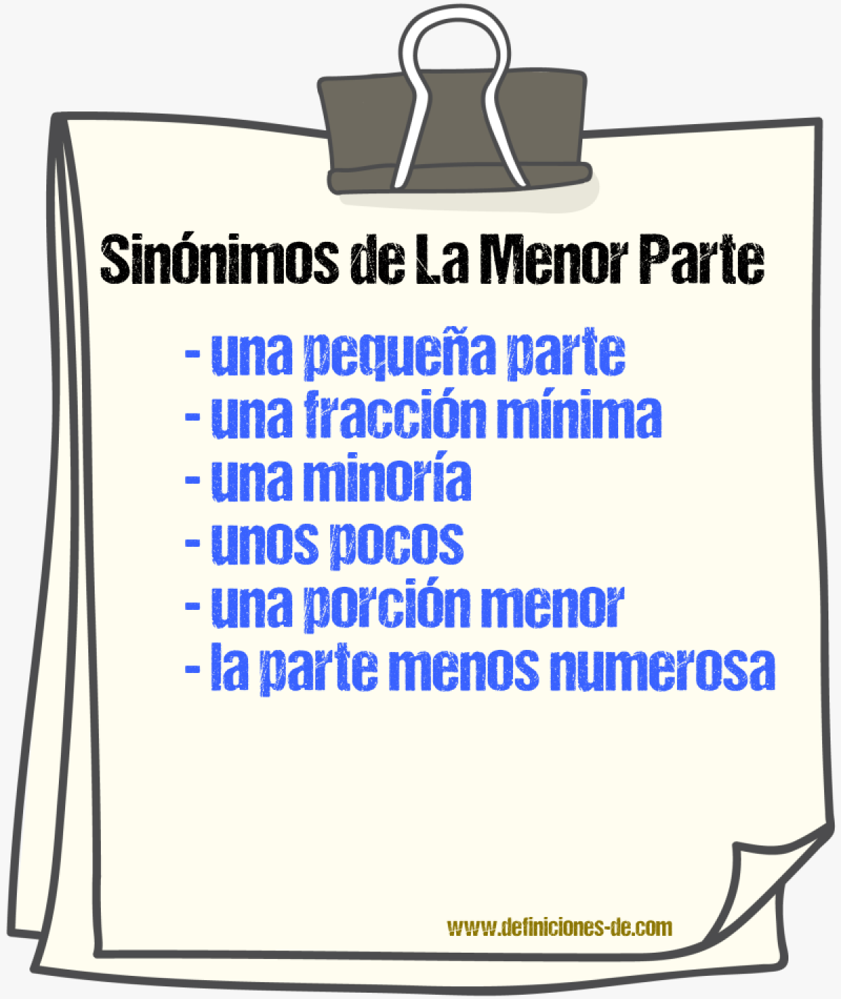 Sinónimos de la menor parte