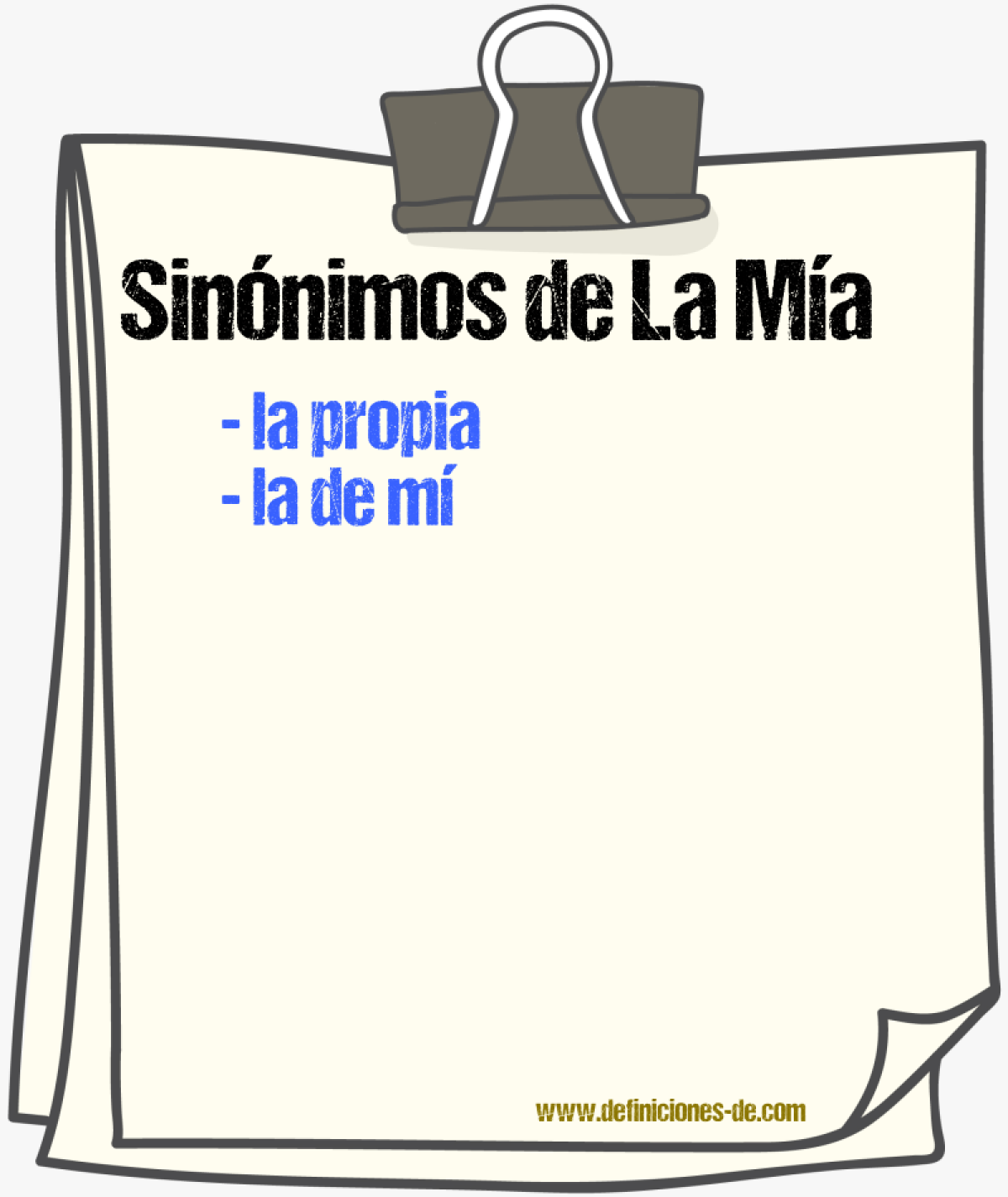 Sinónimos de la mía