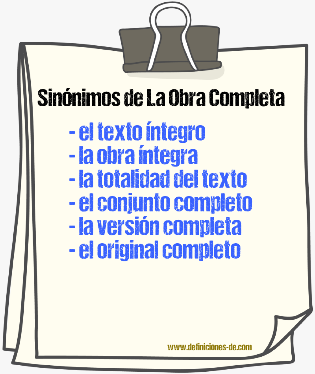 Sinónimos de la obra completa