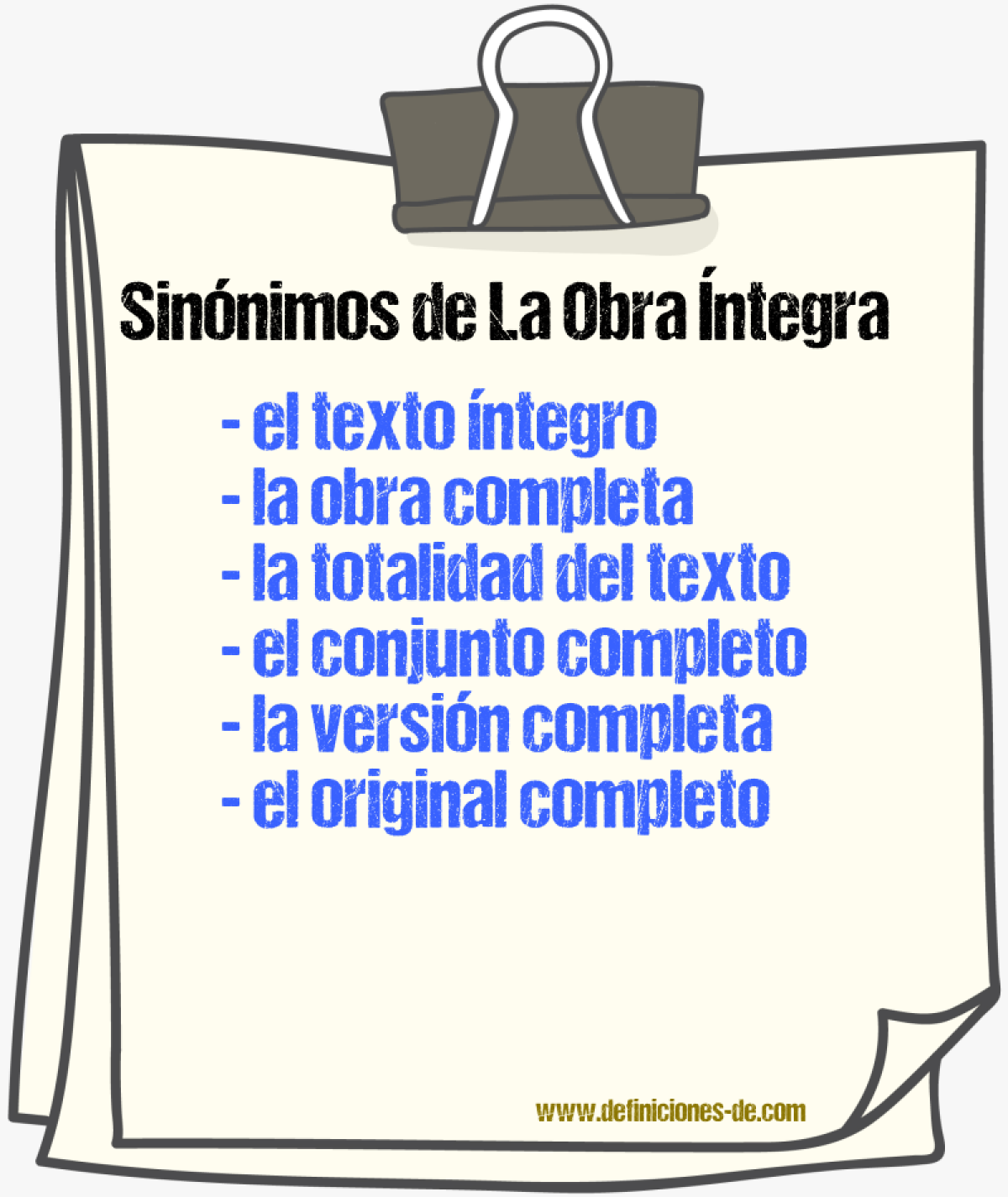 Sinónimos de la obra íntegra