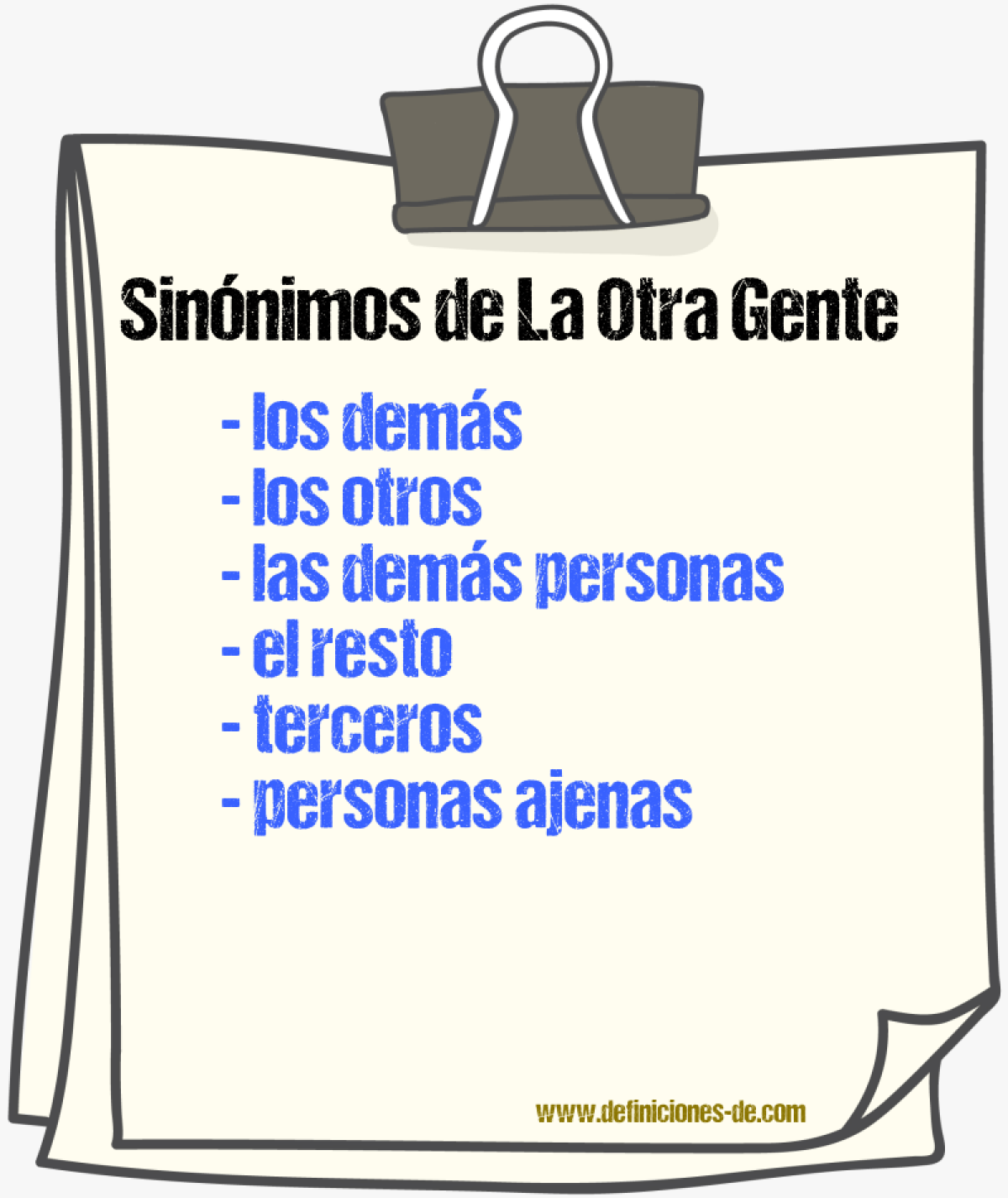 Sinónimos de la otra gente
