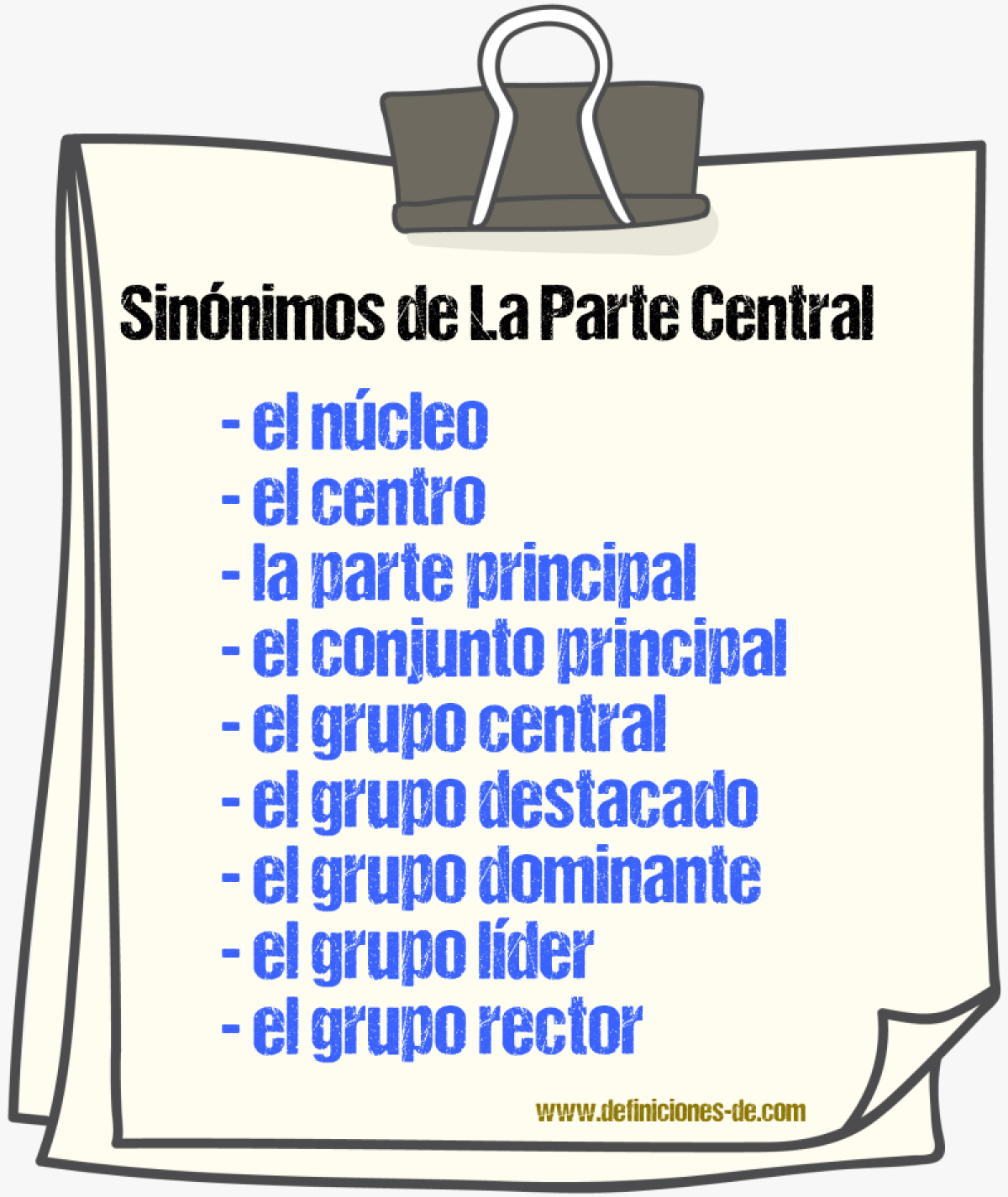 Sinónimos de la parte central