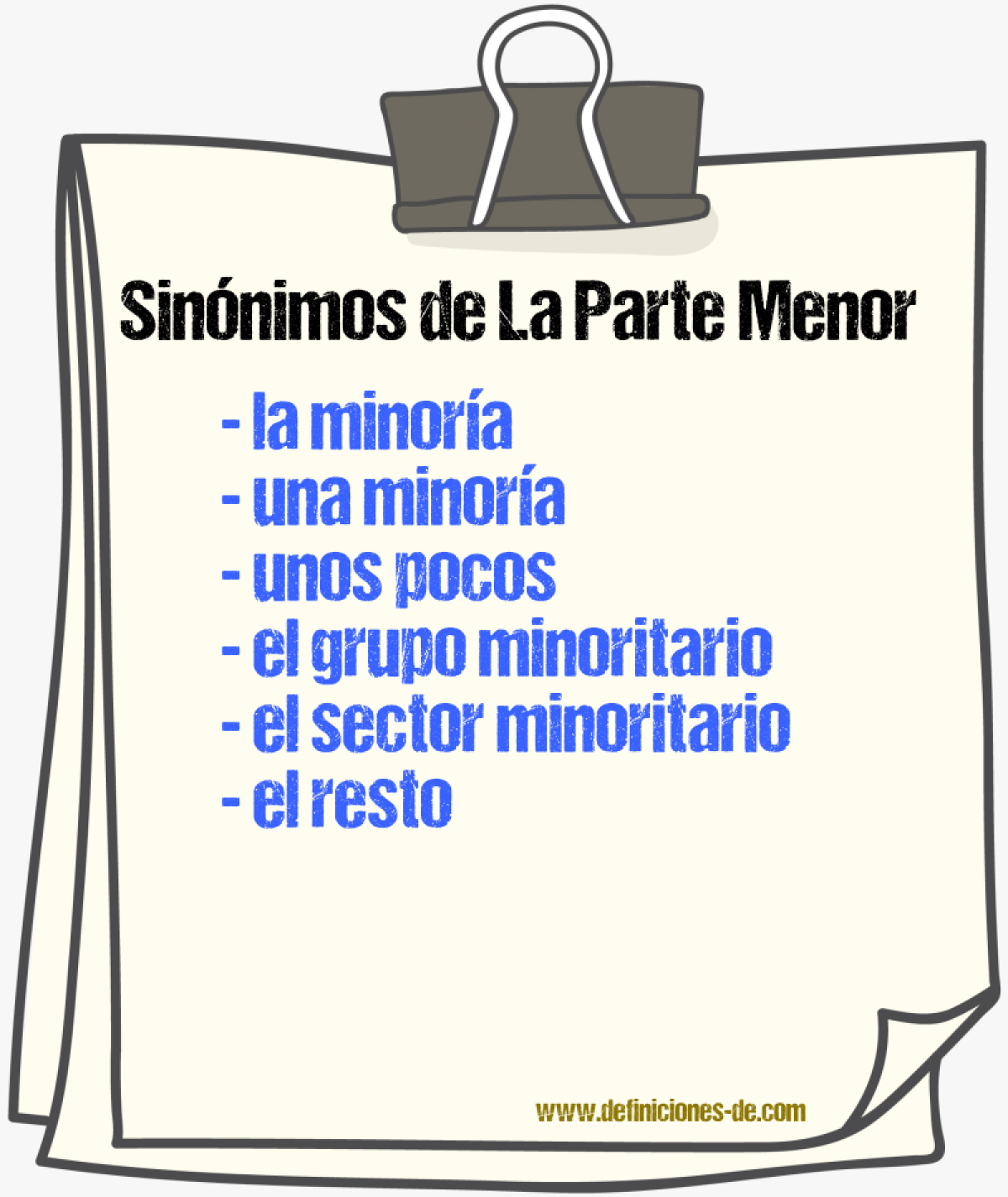 Sinónimos de la parte menor