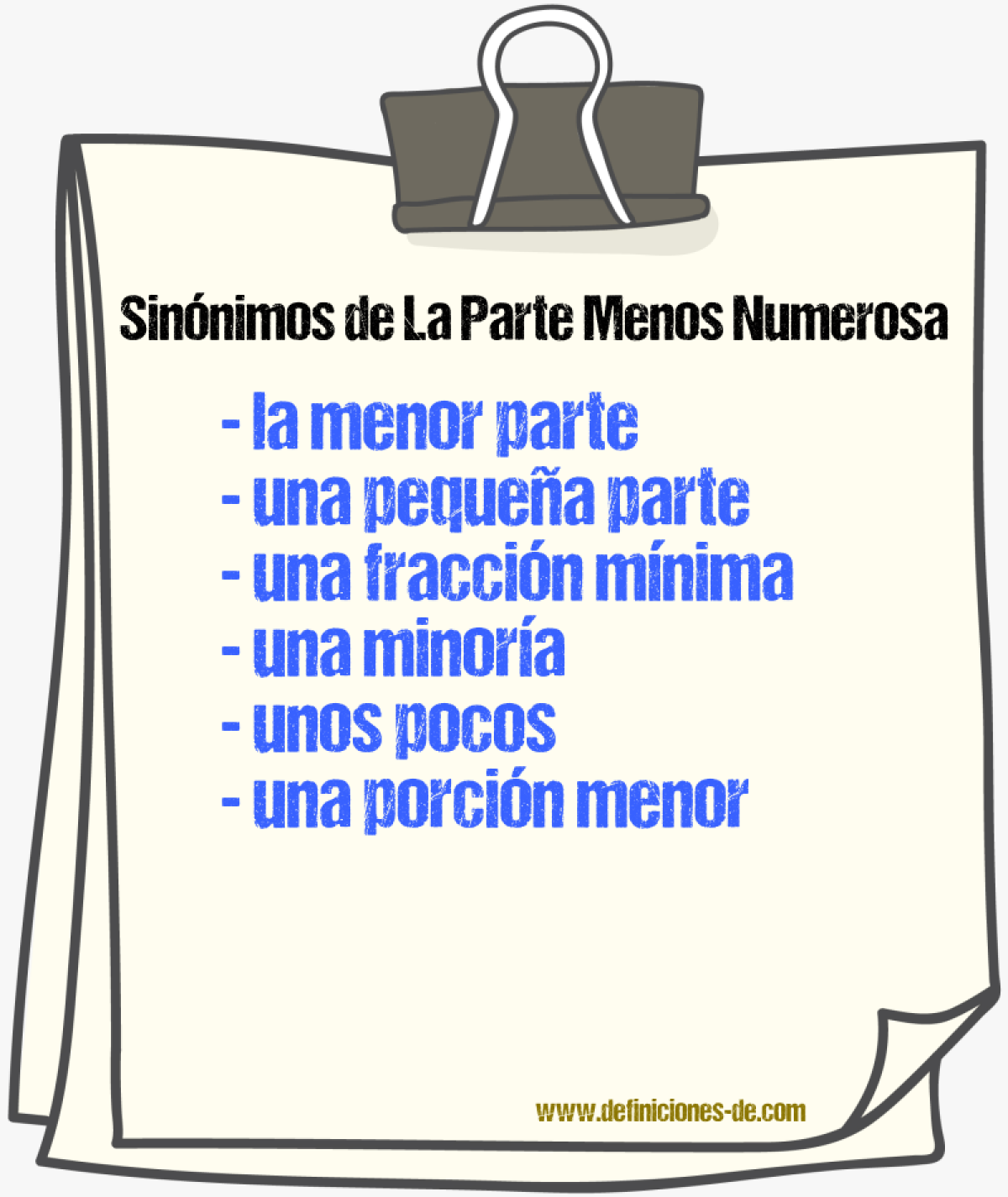 Sinónimos de la parte menos numerosa