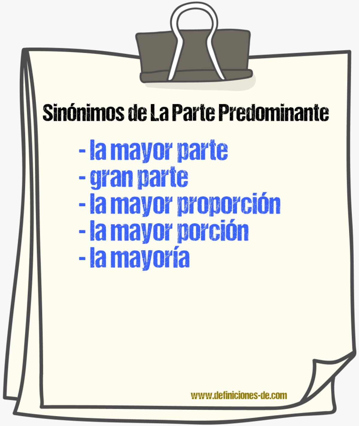 Sinónimos de la parte predominante