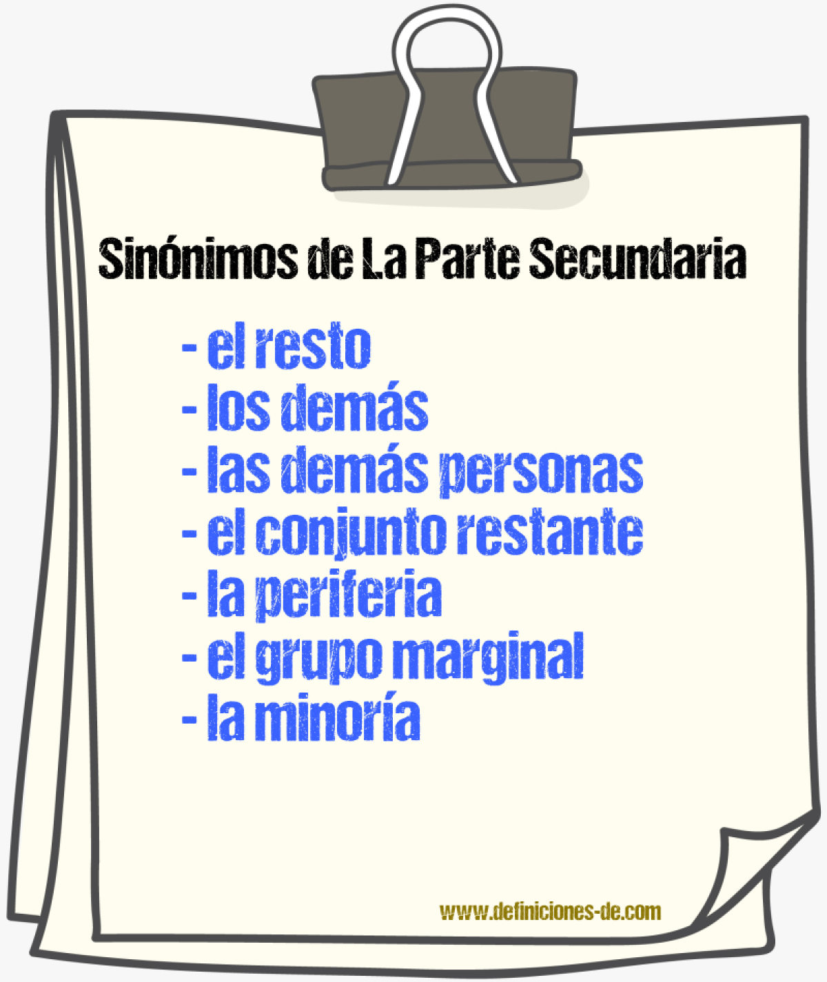 Sinónimos de la parte secundaria