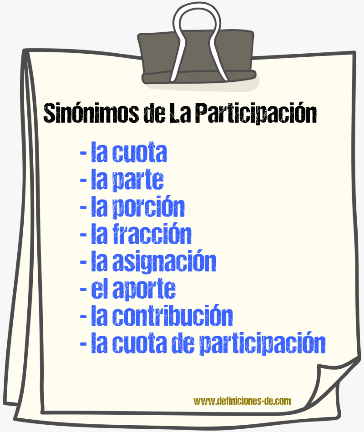 Sinónimos de la participación