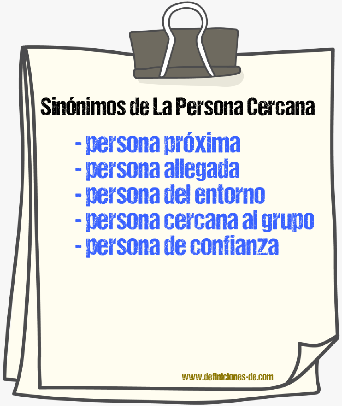 Sinónimos de la persona cercana