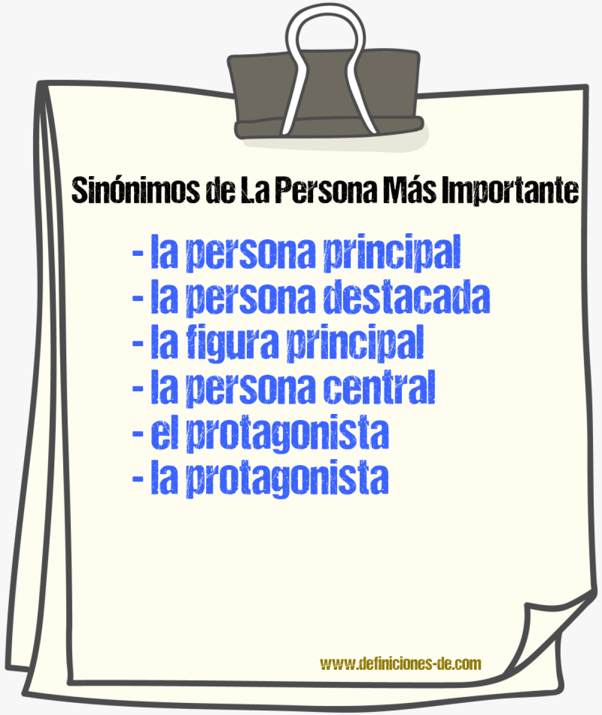 Sinónimos de la persona más importante
