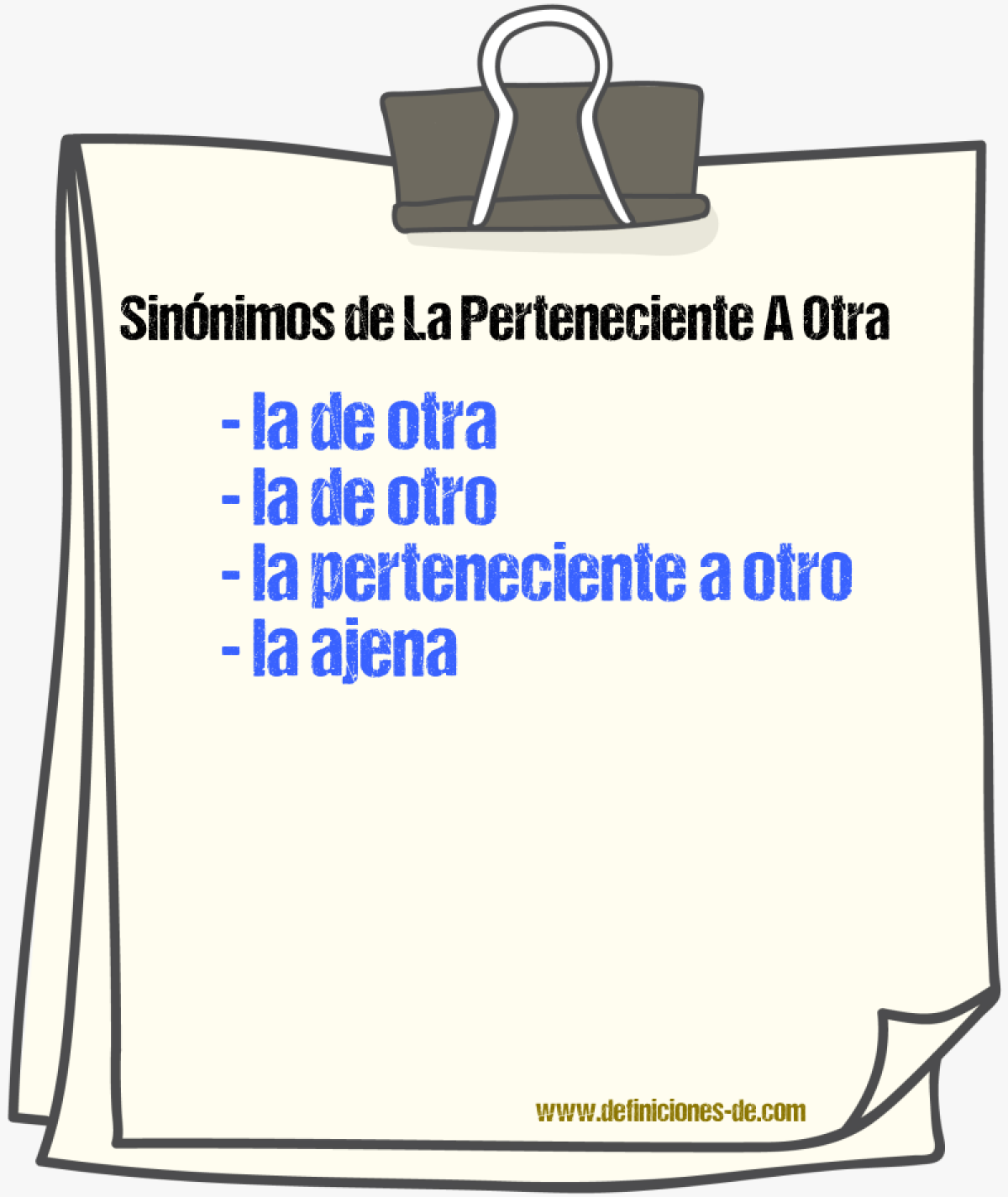Sinónimos de la perteneciente a otra