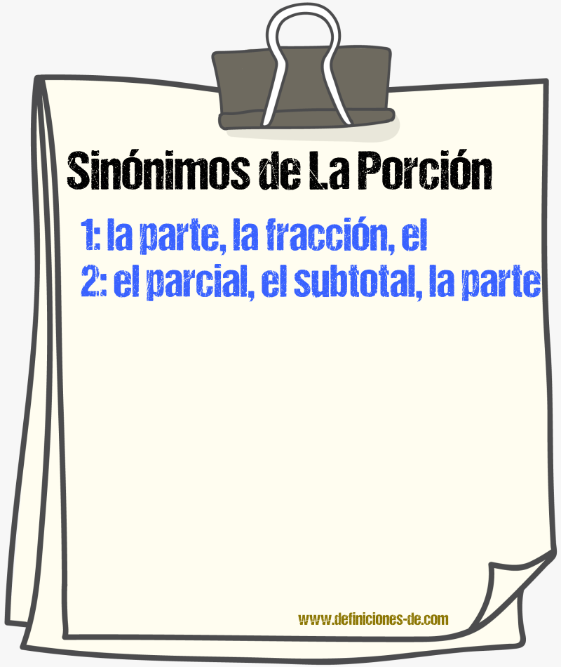 Sinónimos de la porción
