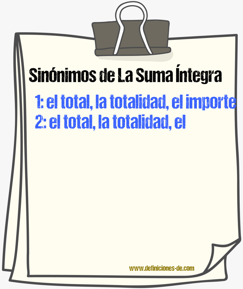 Sinónimos de la suma íntegra