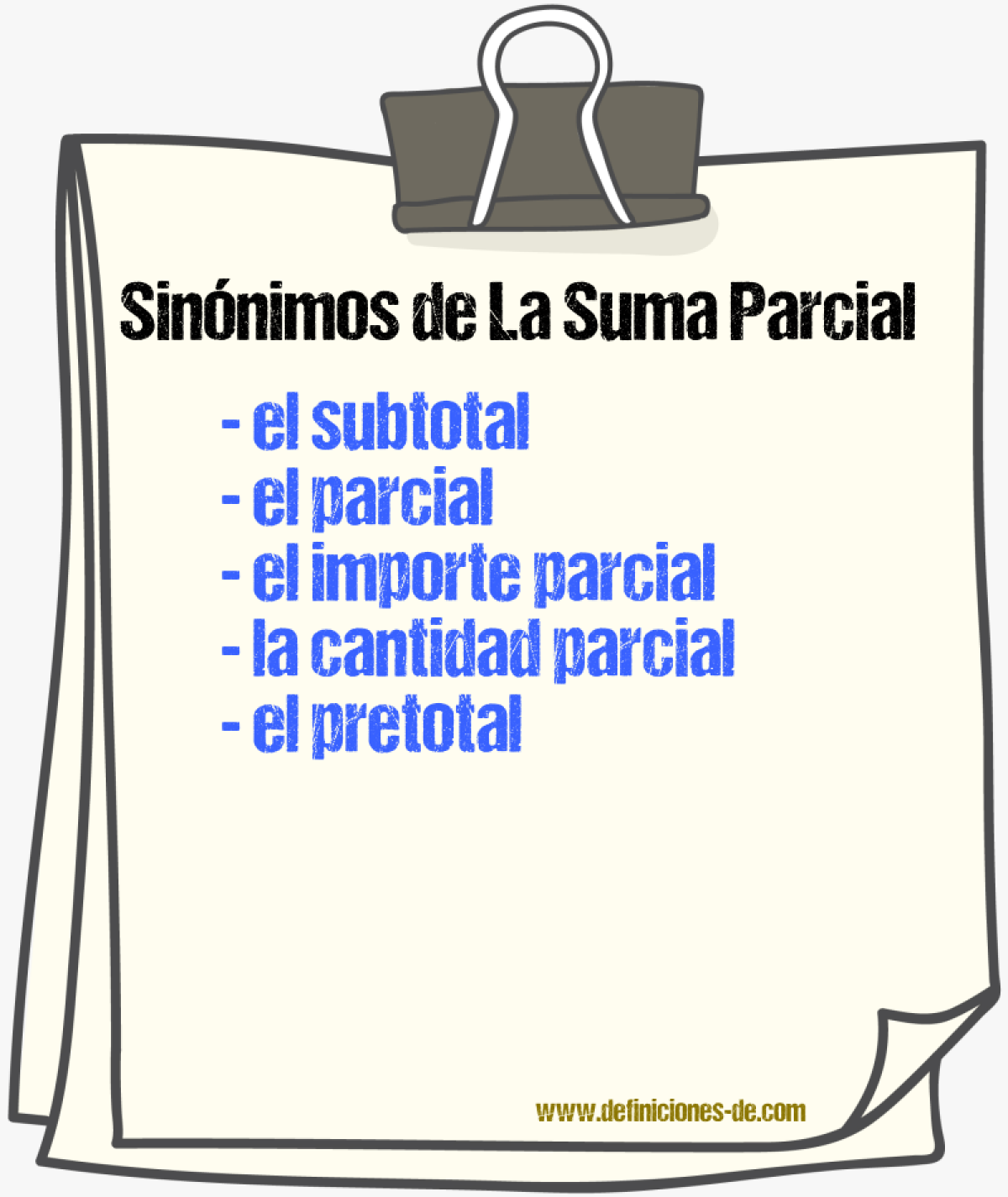 Sinónimos de la suma parcial
