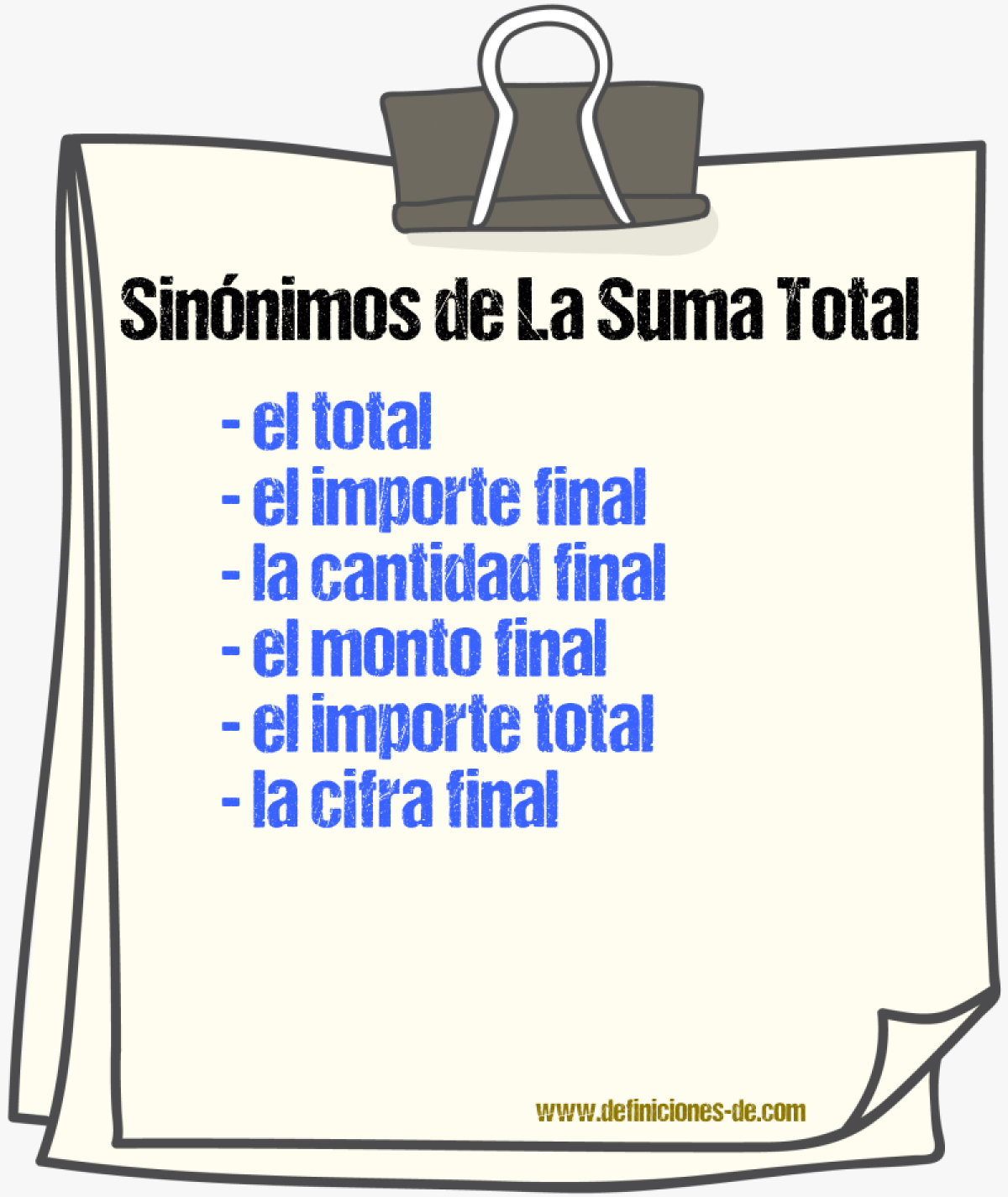 Sinónimos de la suma total