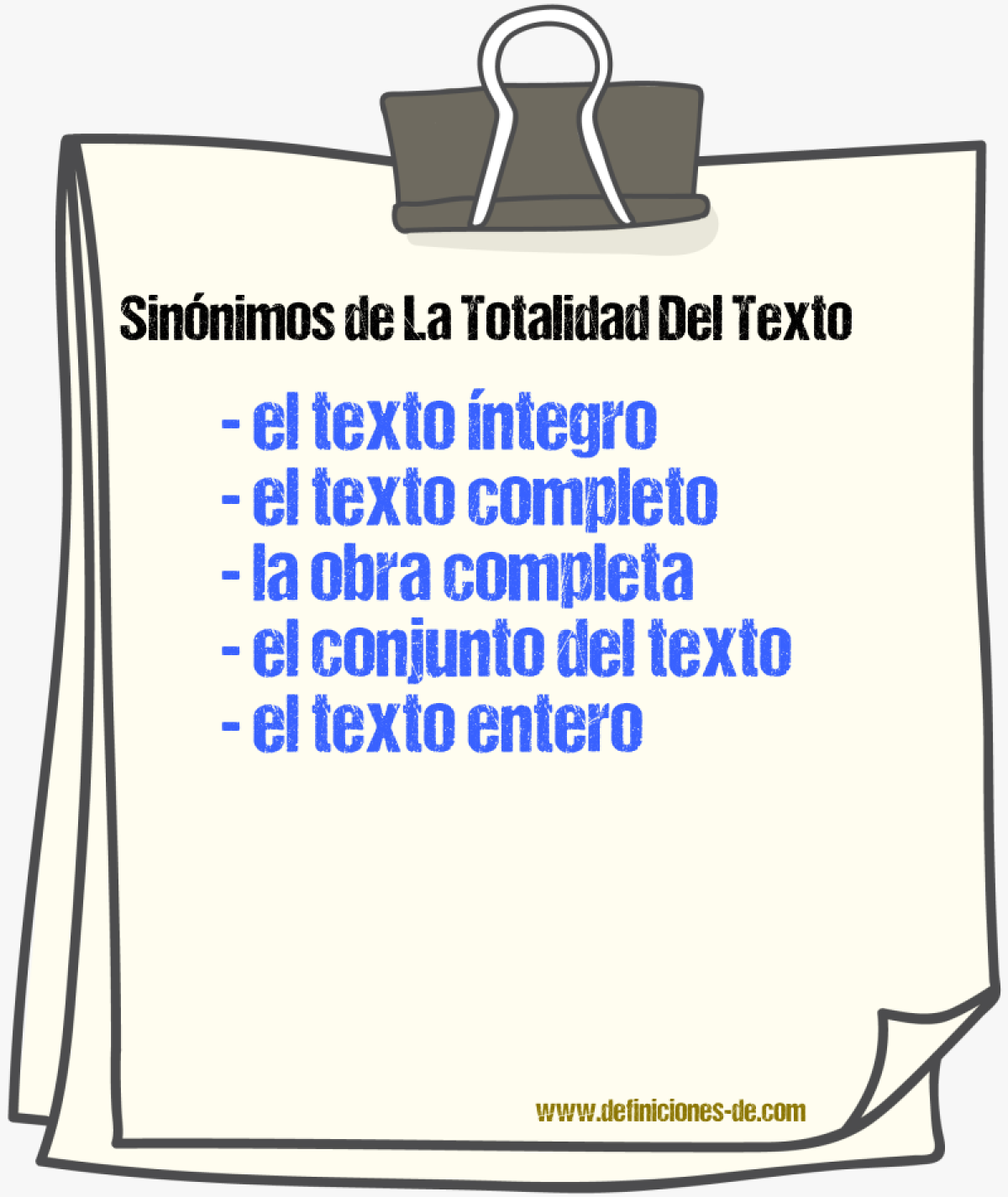 Sinónimos de la totalidad del texto