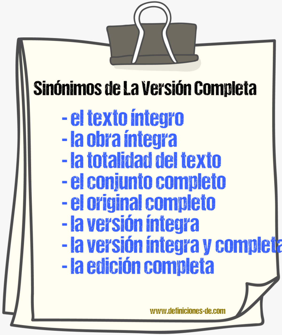 Sinónimos de la versión completa