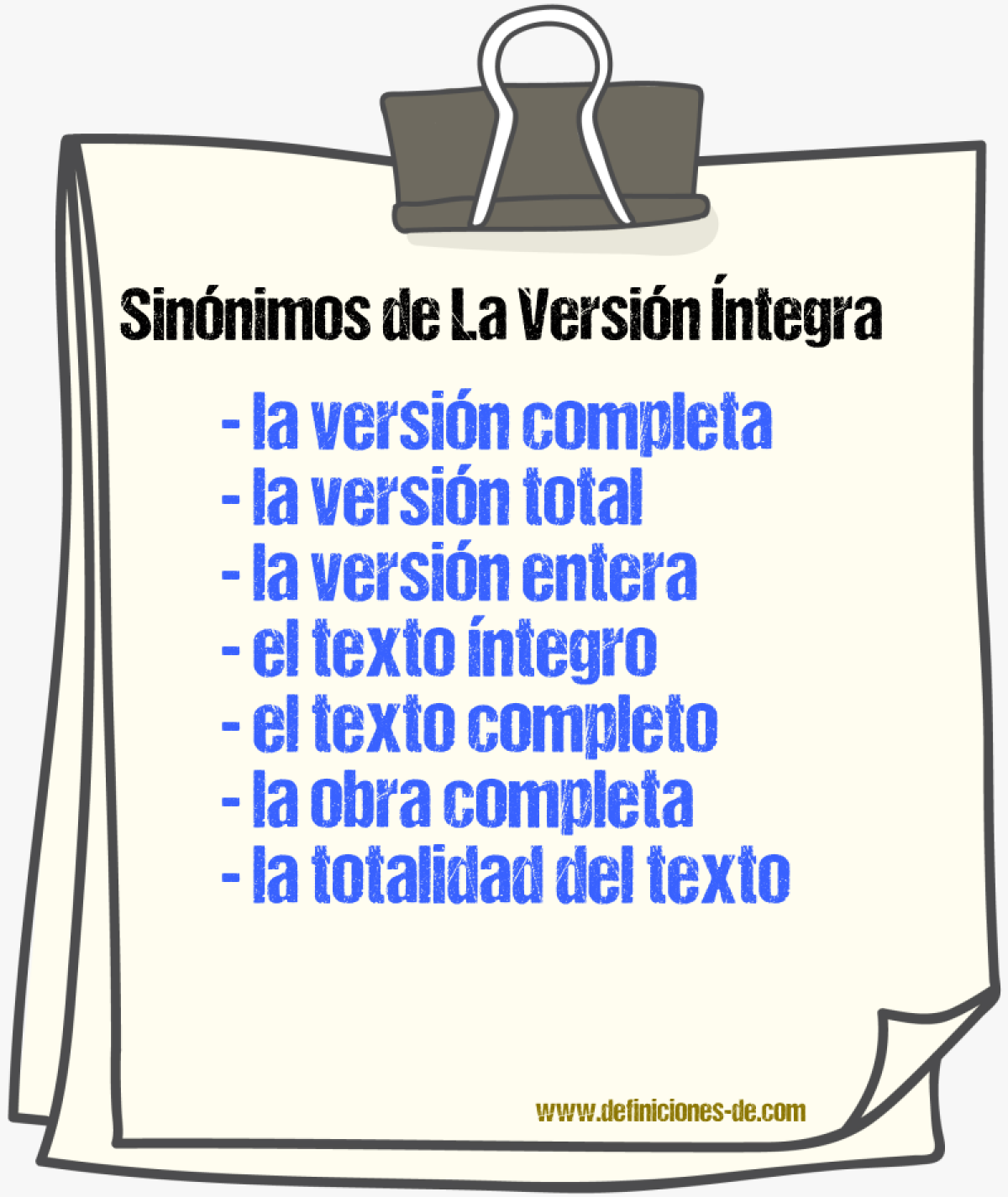 Sinónimos de la versión íntegra