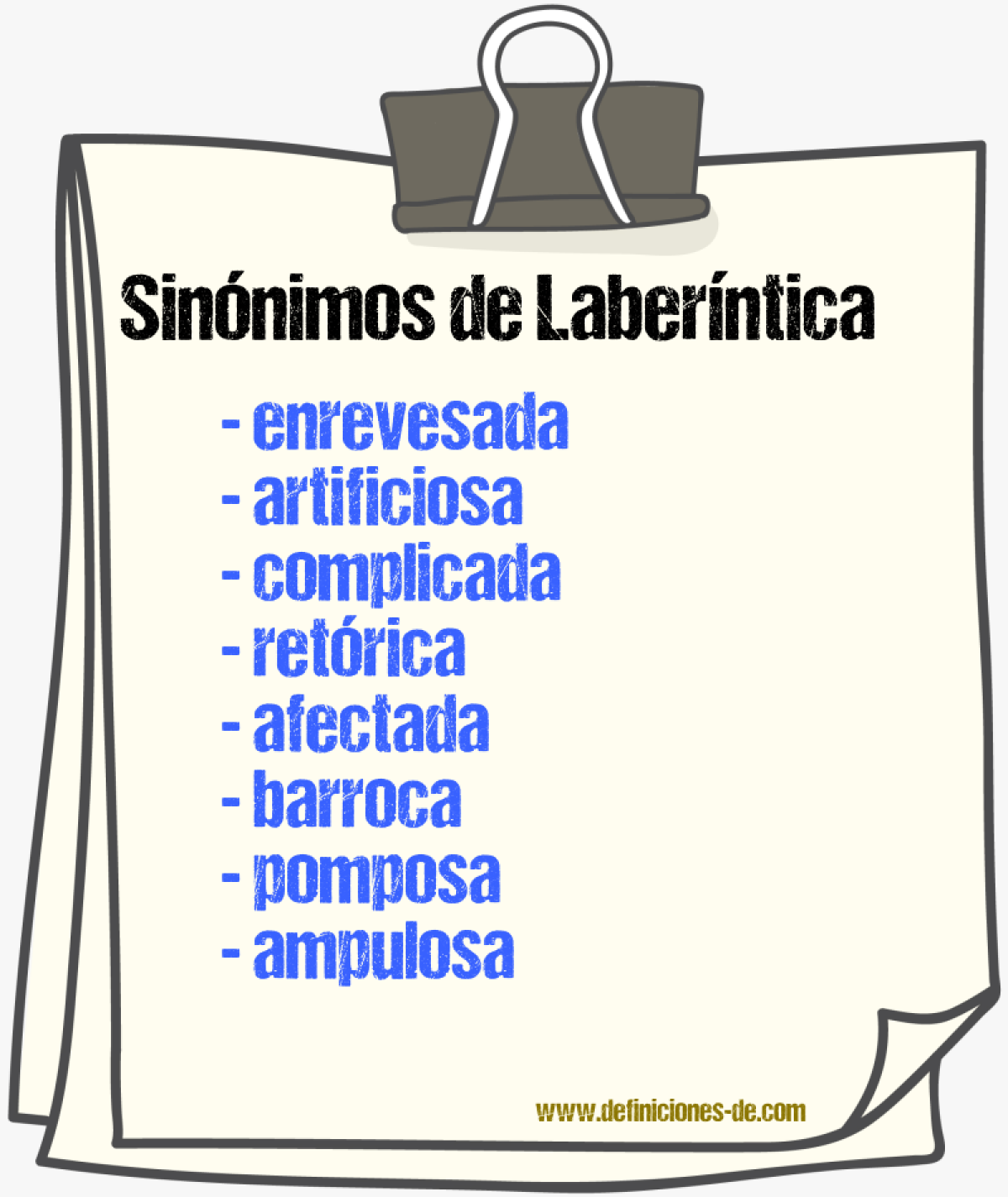 Sinónimos de laberíntica
