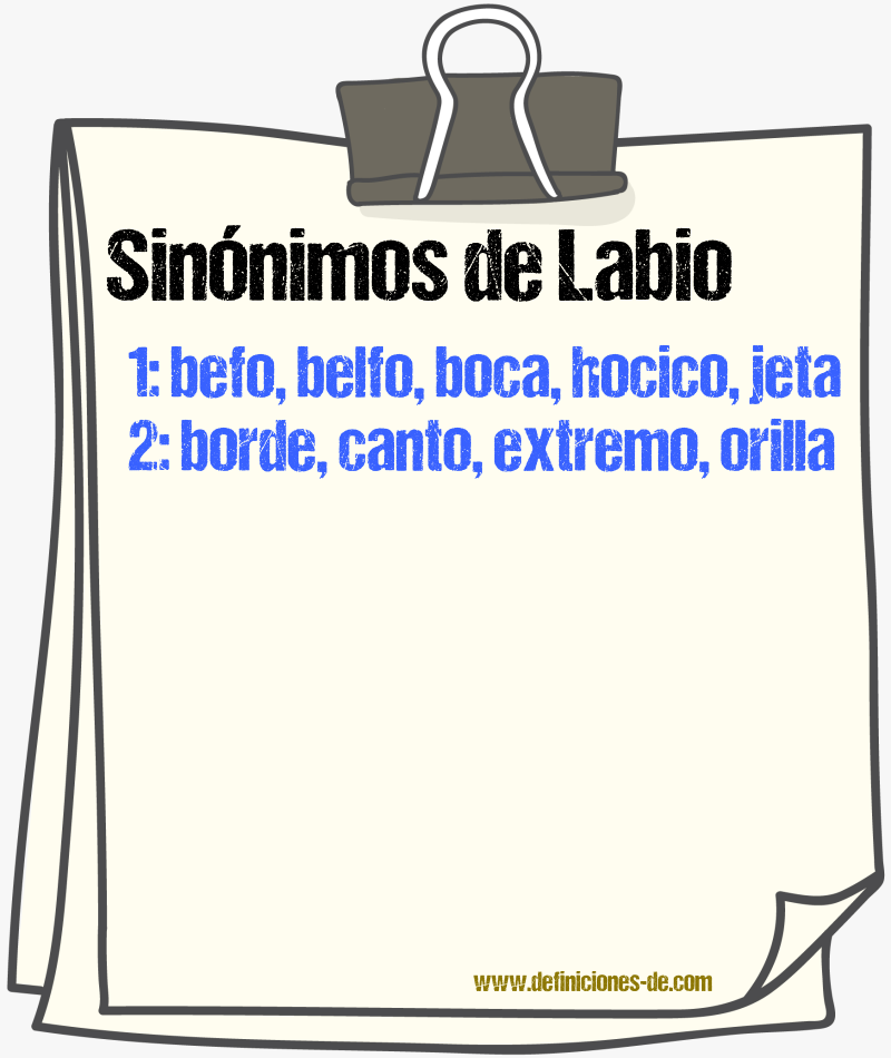 Sinnimos de labio