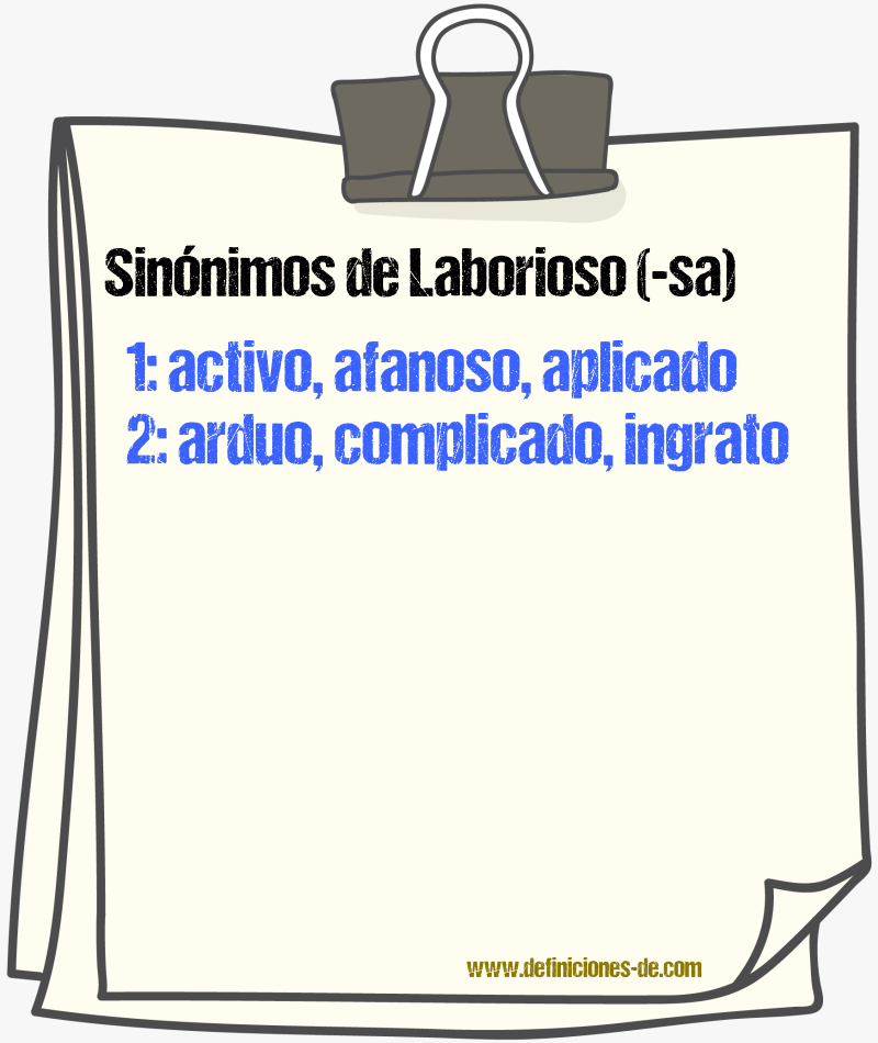 Sinnimos de laborioso