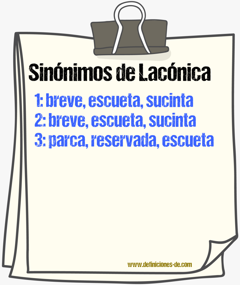 Sinónimos de lacónica