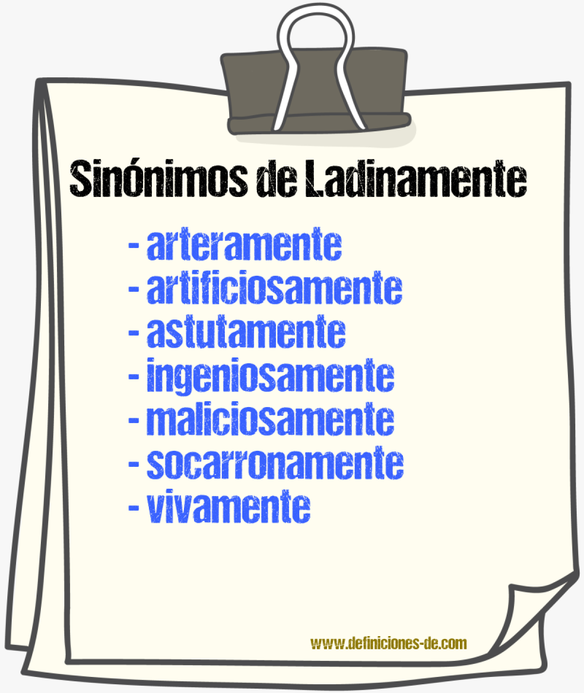 Sinnimos de ladinamente