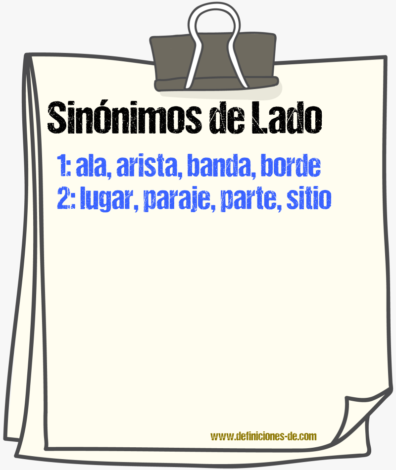 Sinnimos de lado