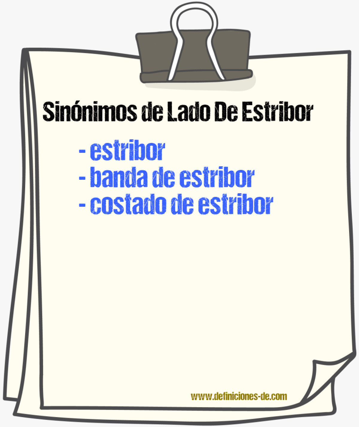 Sinónimos de lado de estribor