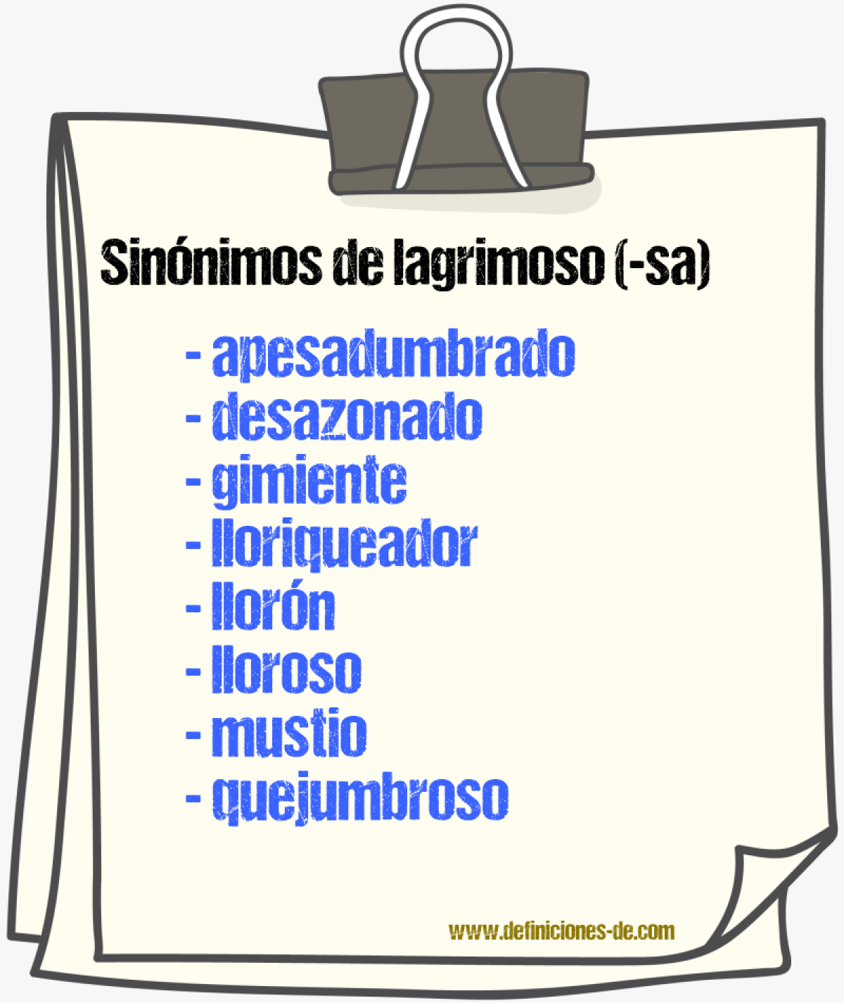 Sinnimos de lagrimoso