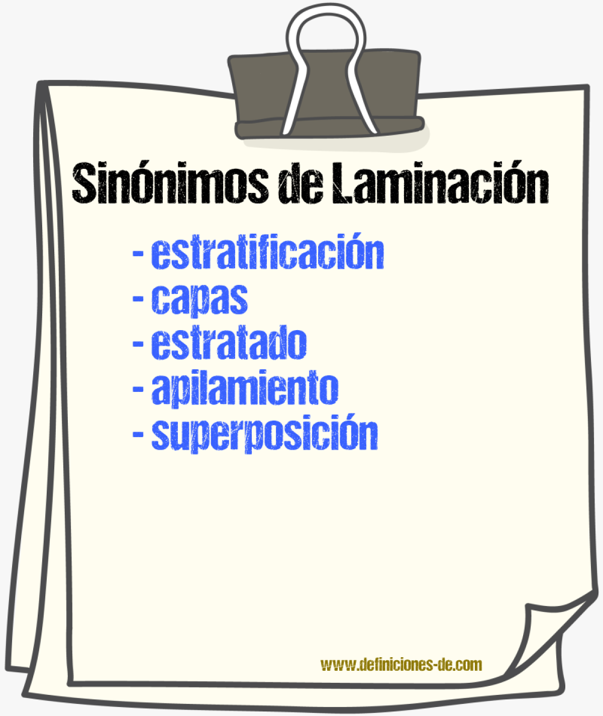 Sinónimos de laminación