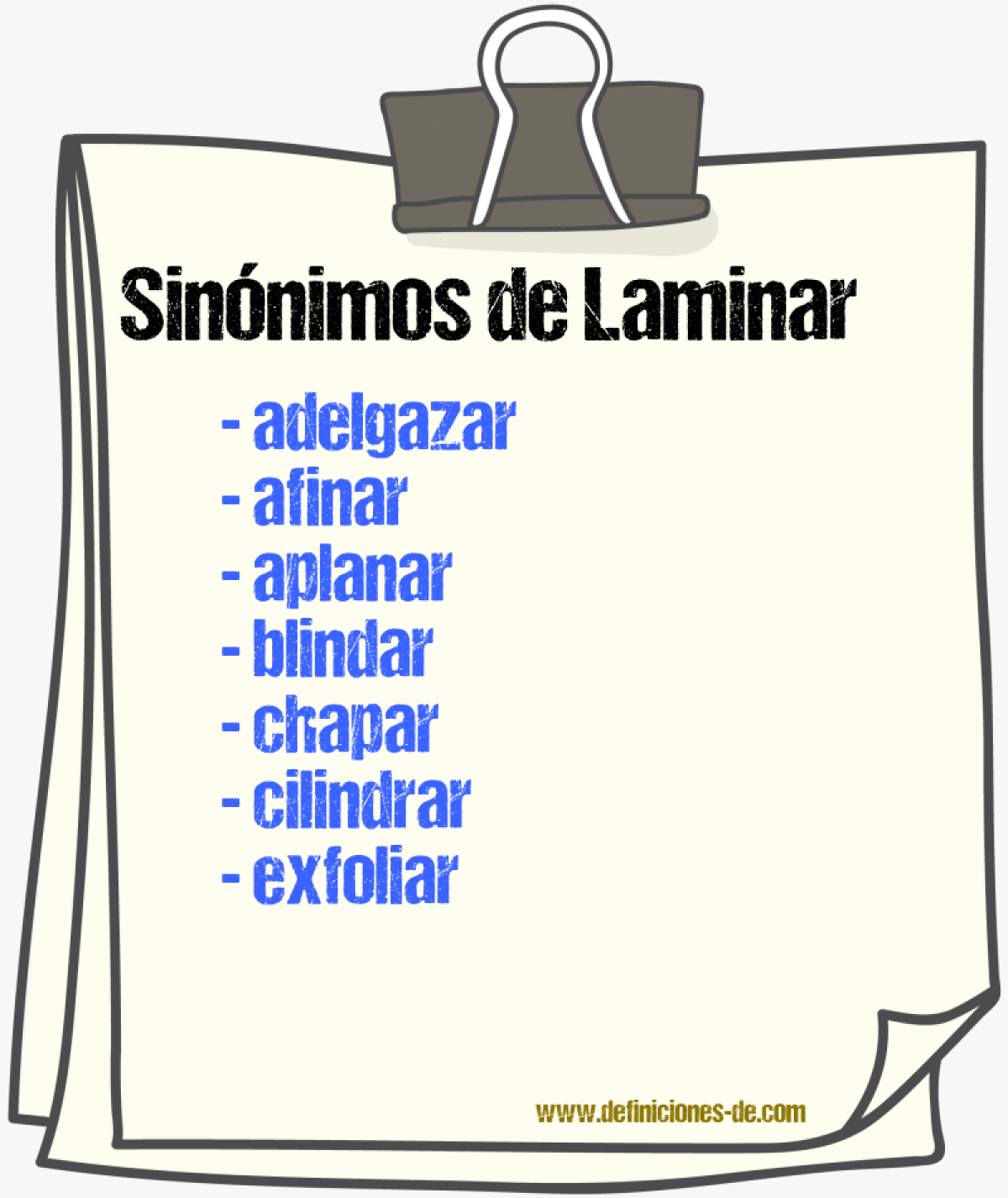 Sinnimos de laminar