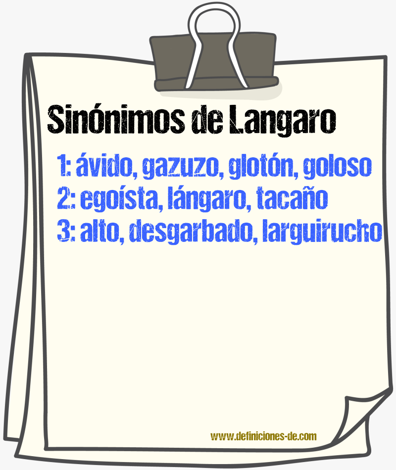 Sinnimos de langaro