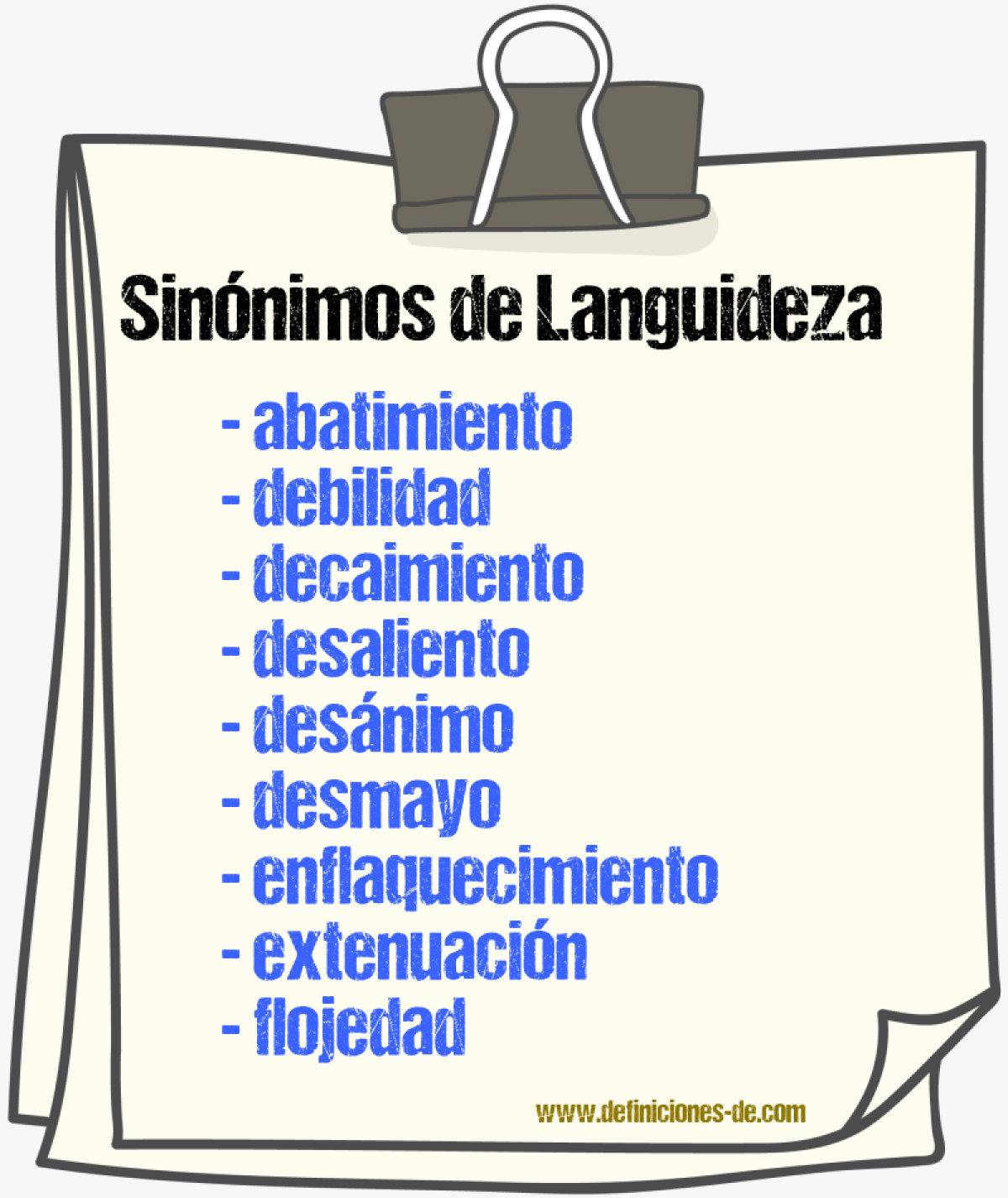 Sinnimos de languideza