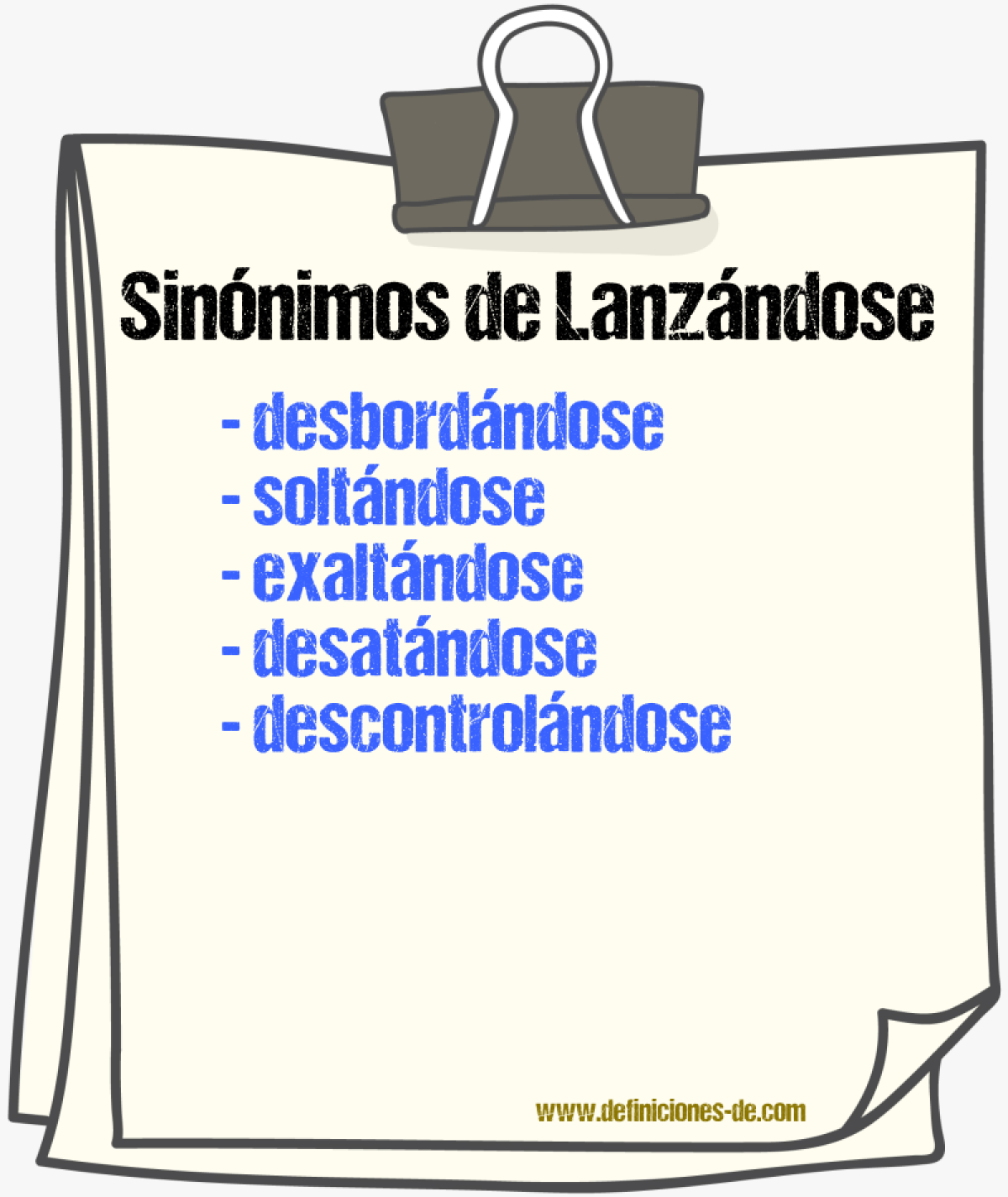 Sinónimos de lanzándose