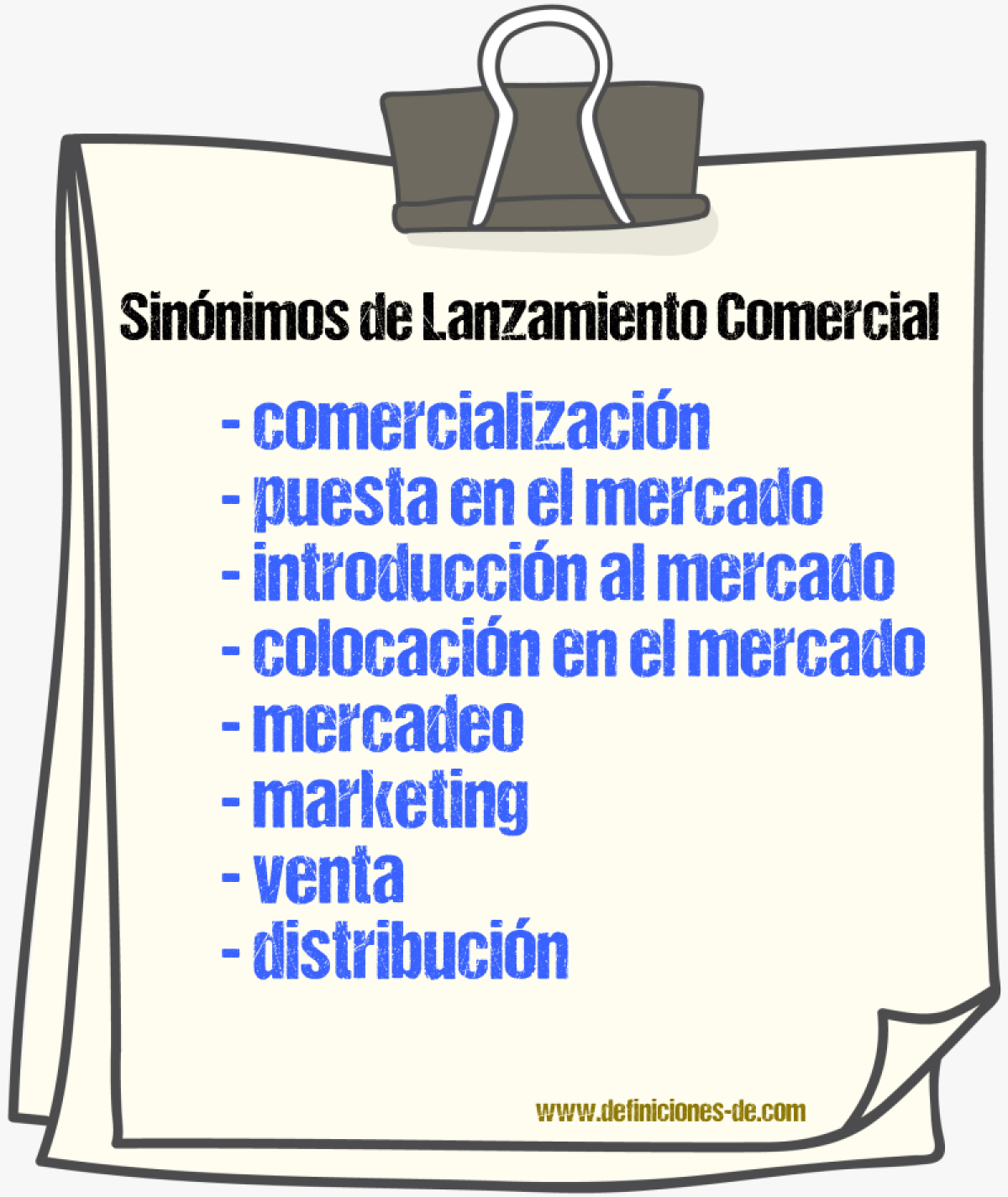 Sinónimos de lanzamiento comercial