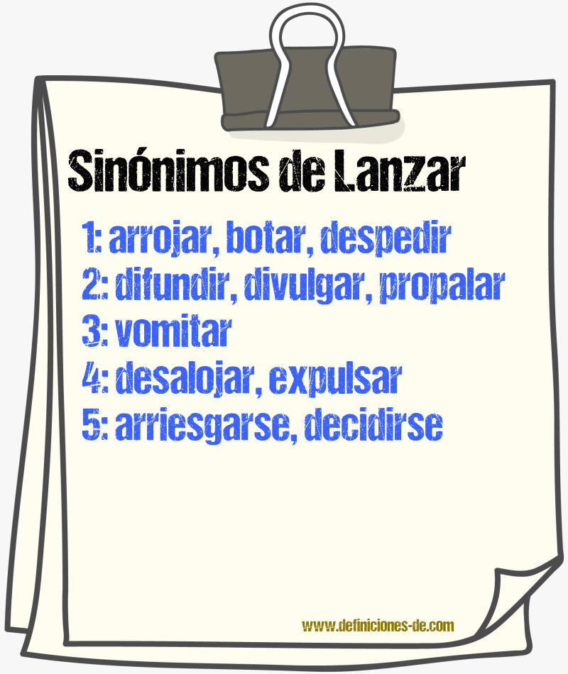 Sinnimos de lanzar