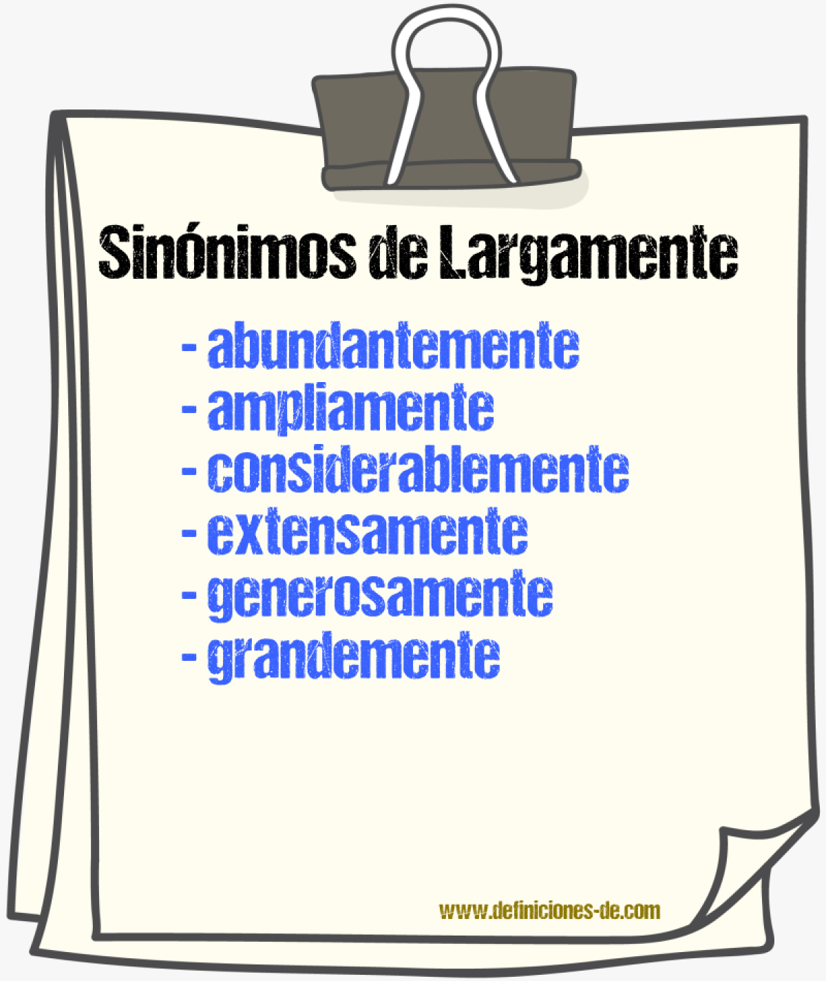 Sinnimos de largamente